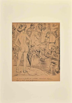 Ecole de Peinture  - Drawing by Adolphe Willette - Late-19th century 
