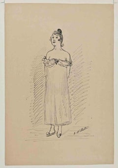The Lady - Drawing by Adolphe Willette - Late-19th century
