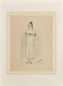 La Dama - Dibujo de Adolphe Willette - Finales del siglo XIX