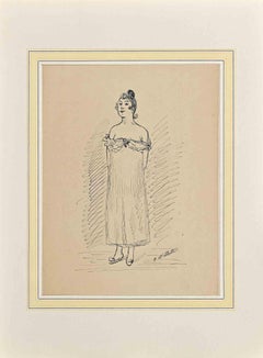 The Lady - Drawing by Adolphe Willette - Late-19th century 