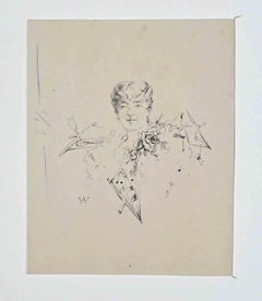 La Dama - Dibujo de Adolphe Willette - Finales del siglo XIX