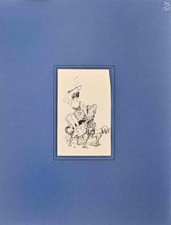 The Woman On Chariot – Zeichnung von Adolphe Willette – Ende des 19. Jahrhunderts