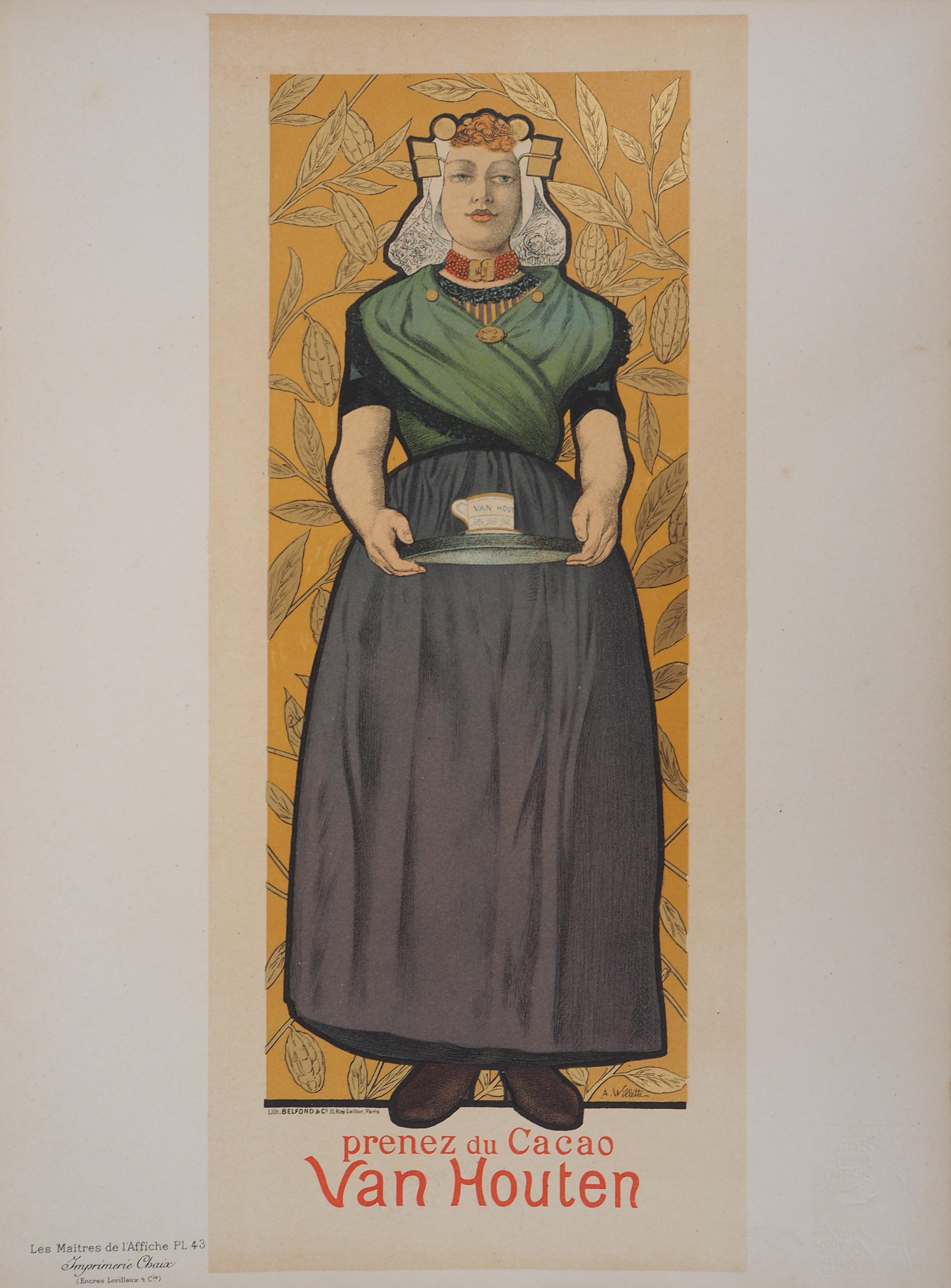 Van Houten : Woman and Cocoa - Lithograph (Les Maîtres de l'Affiche), 1895 - Print by Adolphe Willette