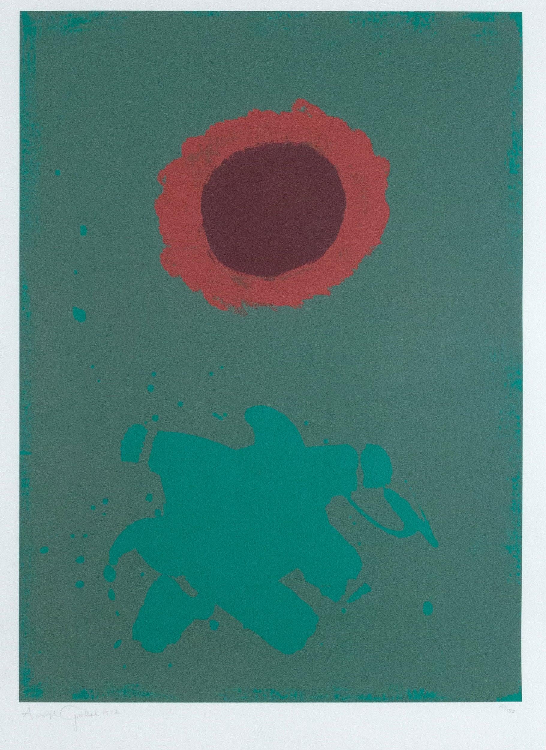 “Chrome Green” is a paradigm of Adolph Gottlieb’s iconic “Burst” series, which commenced in the 1950s and continued on until his death in 1974.

This work features two of Gottlieb’s most recognizable forms; discs and starbursts. While they appear to