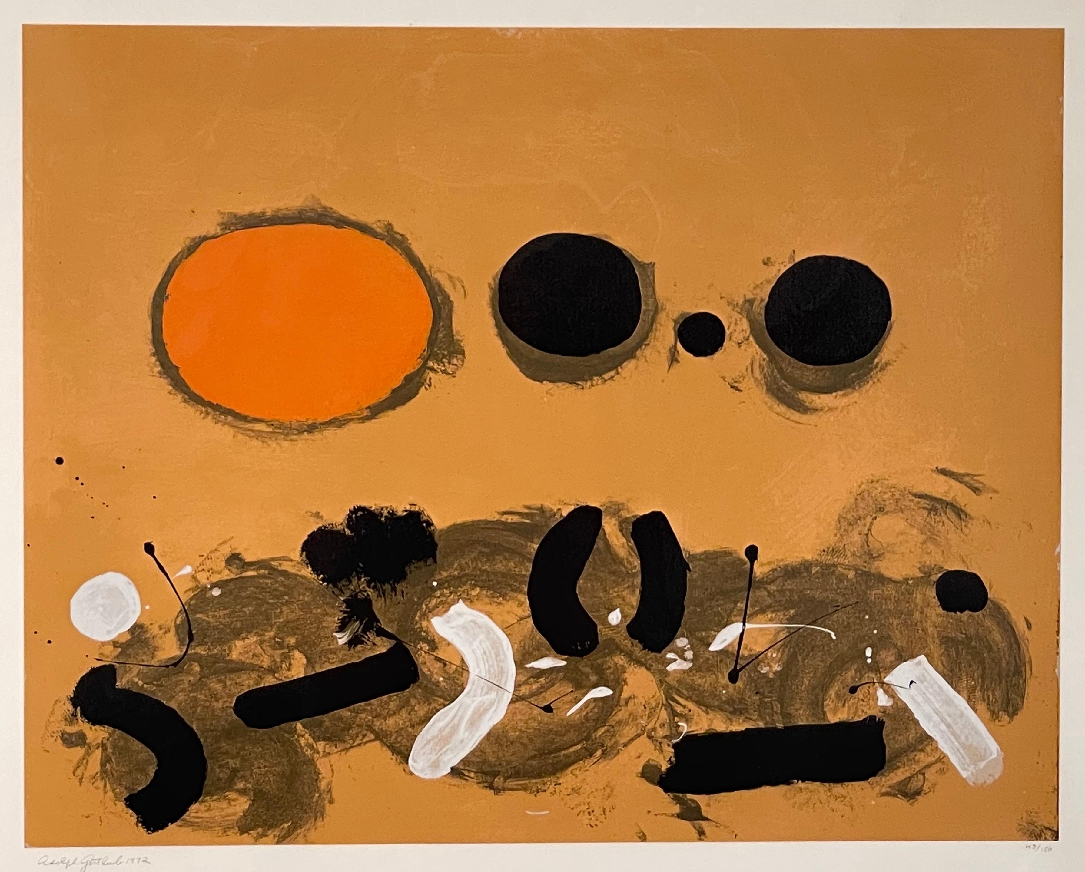 Adolph Gottlieb Abstract Print - ORANGE OVAL