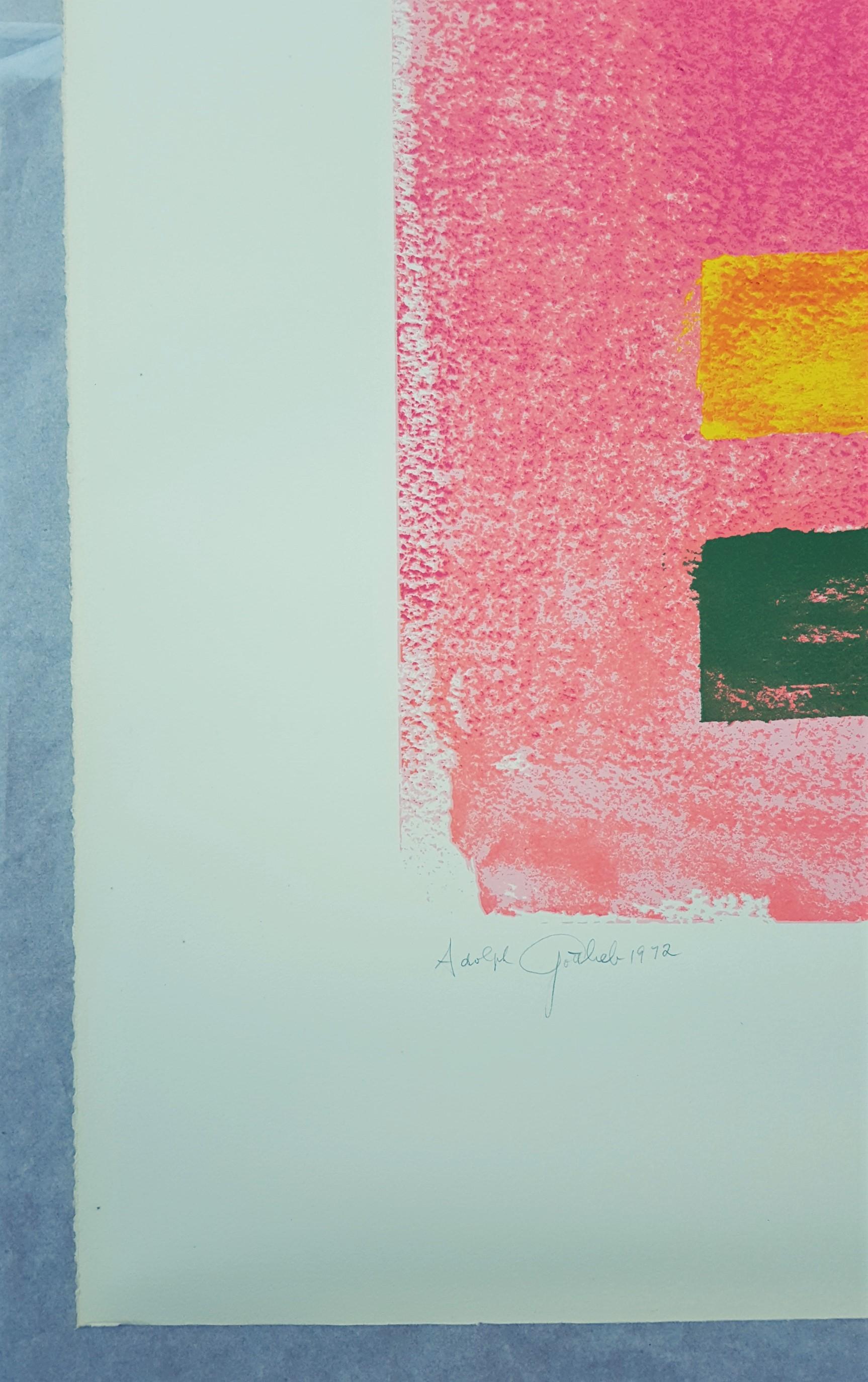Pink Ground - Abstract Expressionist Print by Adolph Gottlieb