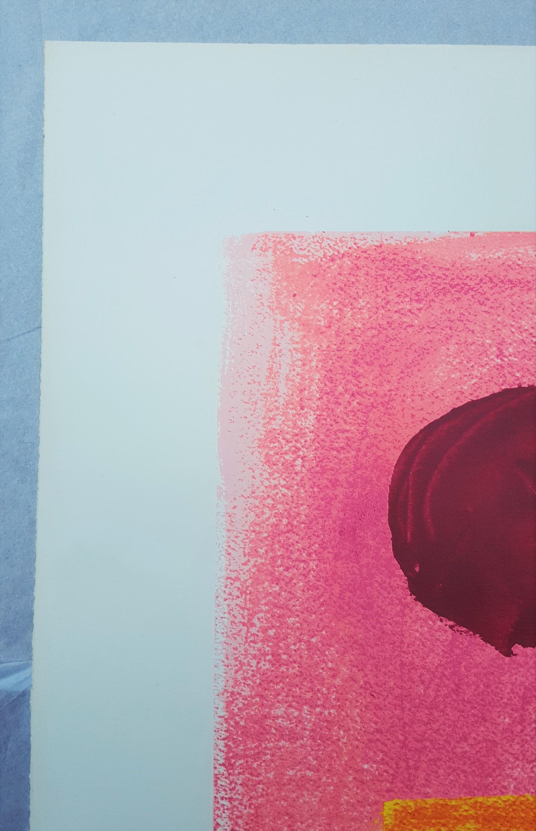 Pink Ground - Beige Abstract Print by Adolph Gottlieb