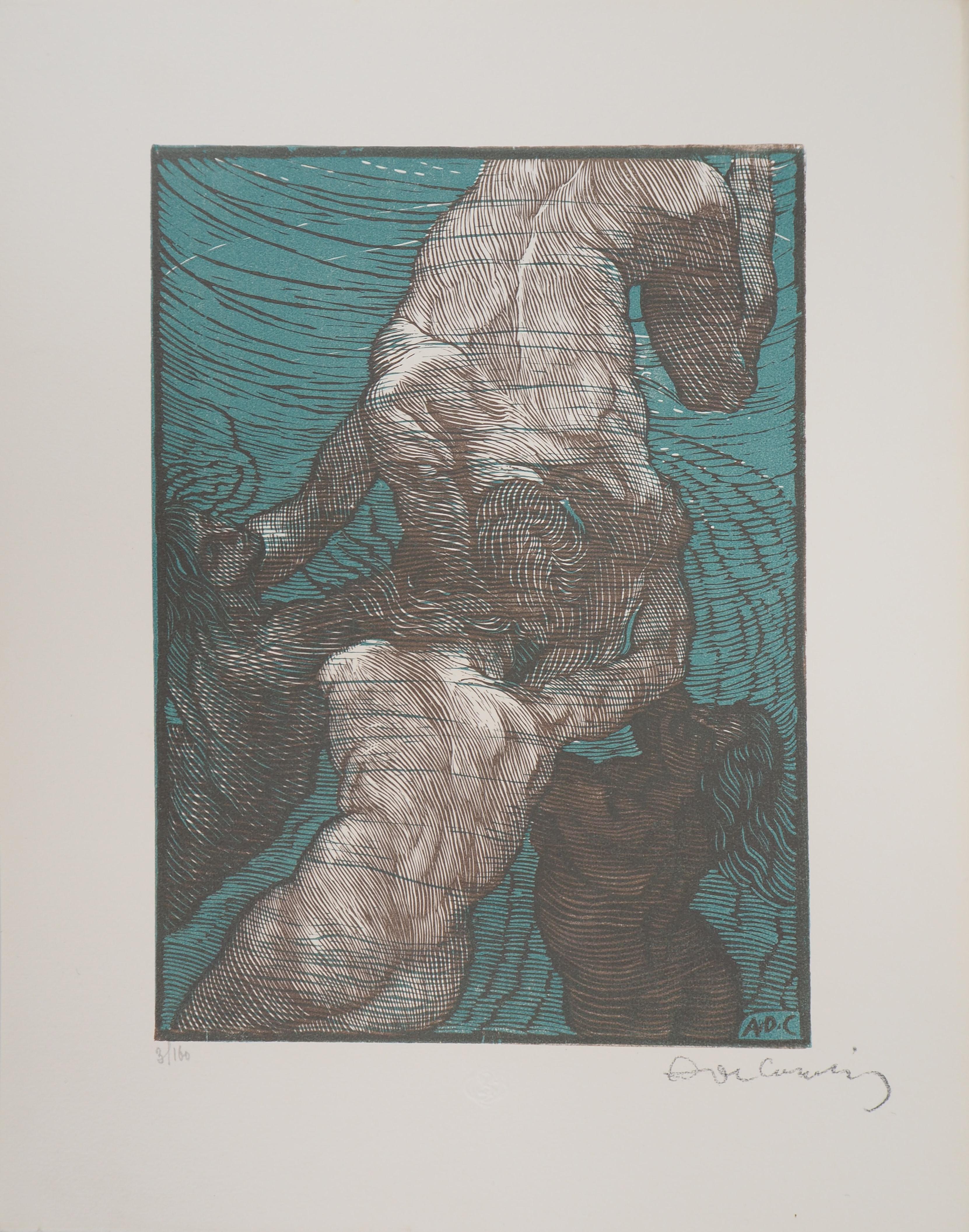 Figurative Print di Adolpho DE CAROLIS - Hylas e le Ninfe - Legno originale, firmato e numerato / 160