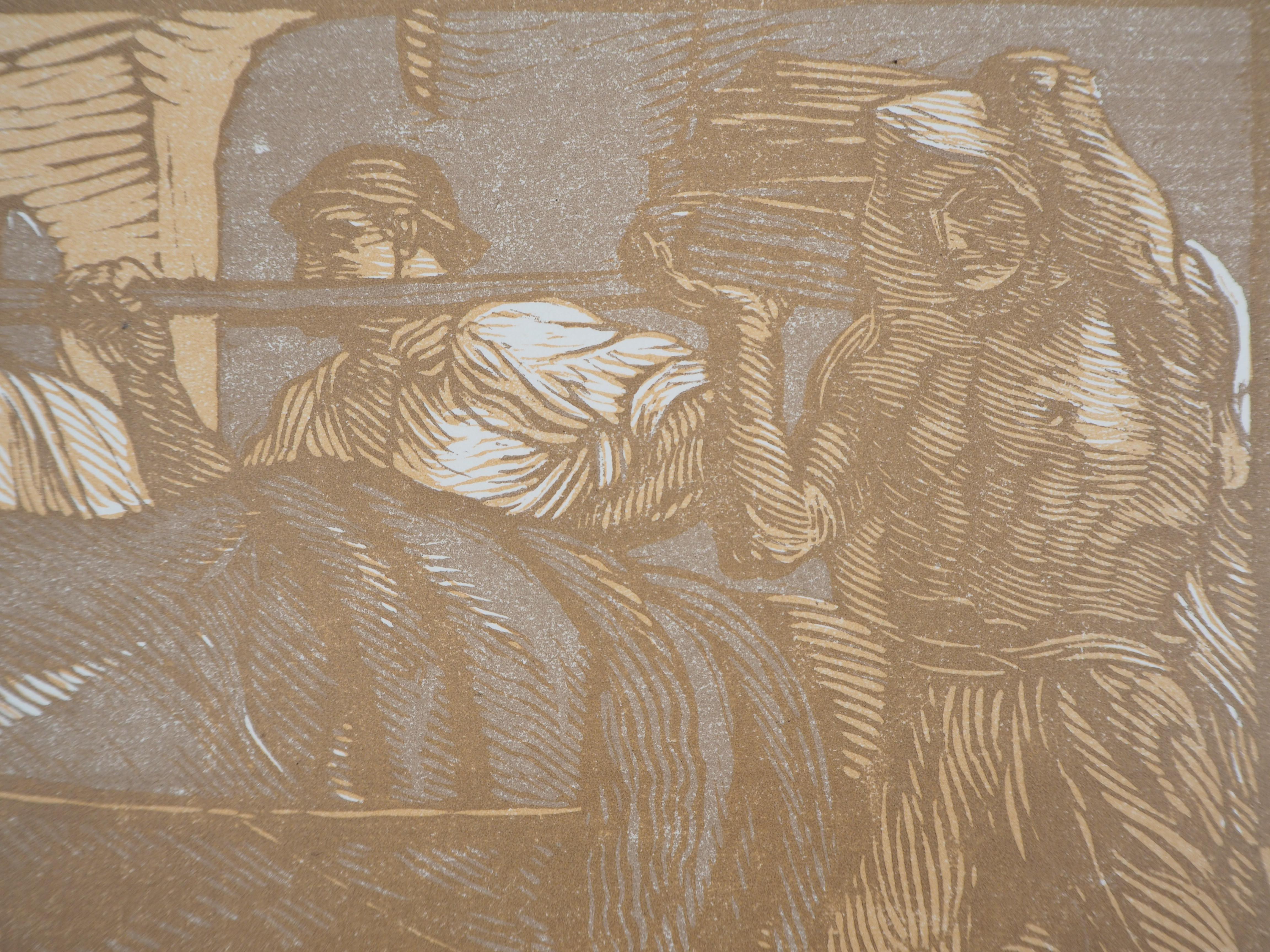 Symbolismus : Allegorie der Arbeit - Original Holzschnitt, handsigniert & nummeriert im Angebot 1