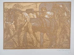 Symbolism : Allegory of Work - Original wooodcut, Handsigned & Numbered