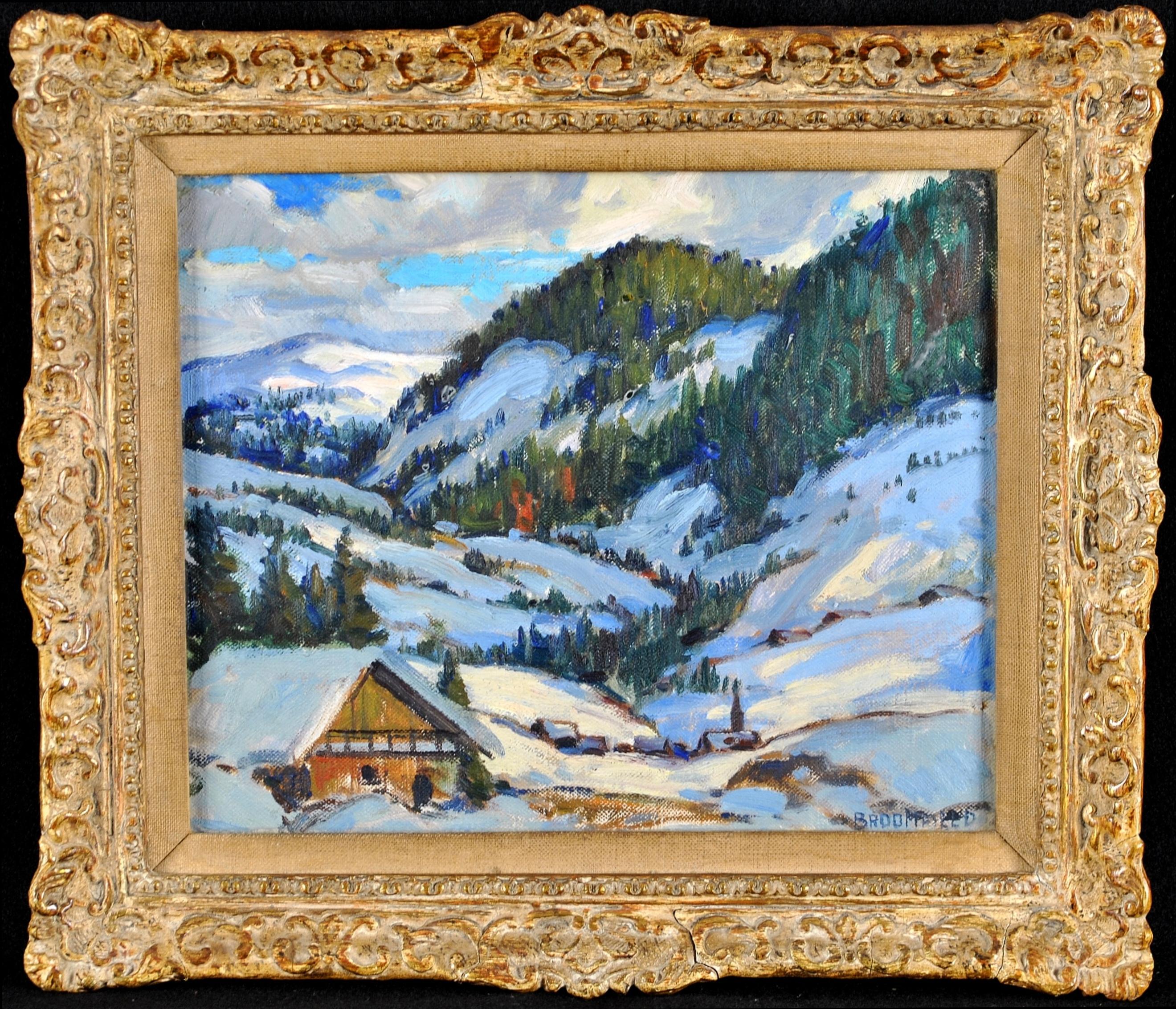 Adolphus George Broomfield Landscape Painting – Alpine Landschaft - Impressionistisches kanadisches Ölgemälde, Schnee-Winter-Gemälde des 20. Jahrhunderts