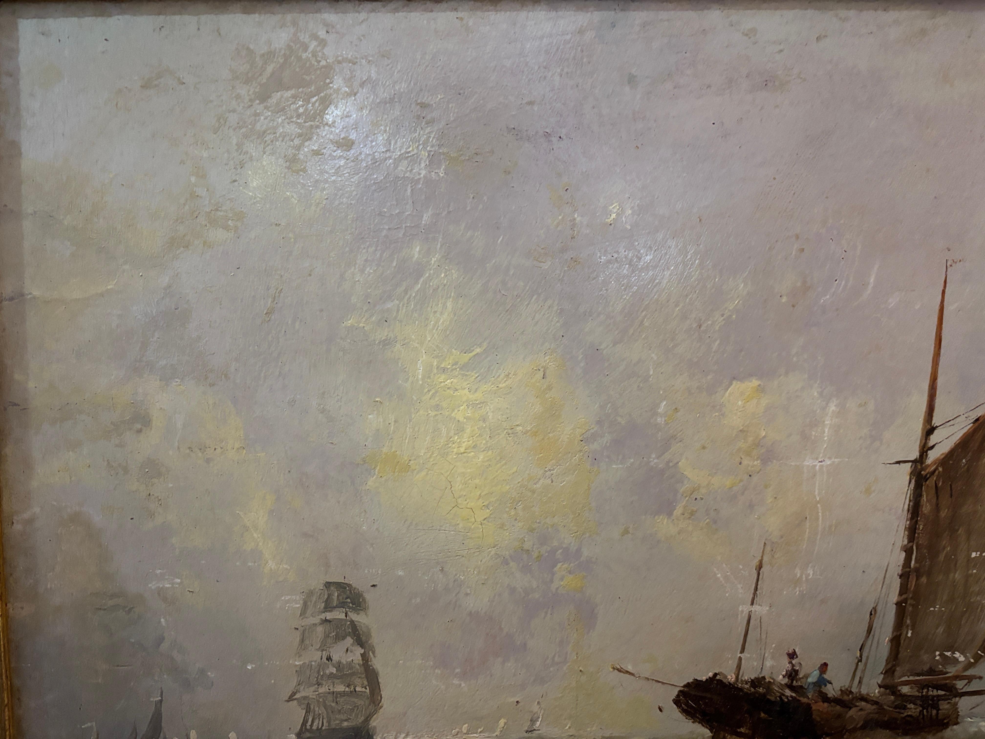 Englische Fischerboote des 19. Jahrhunderts bei Sonnenaufgang im Angebot 2