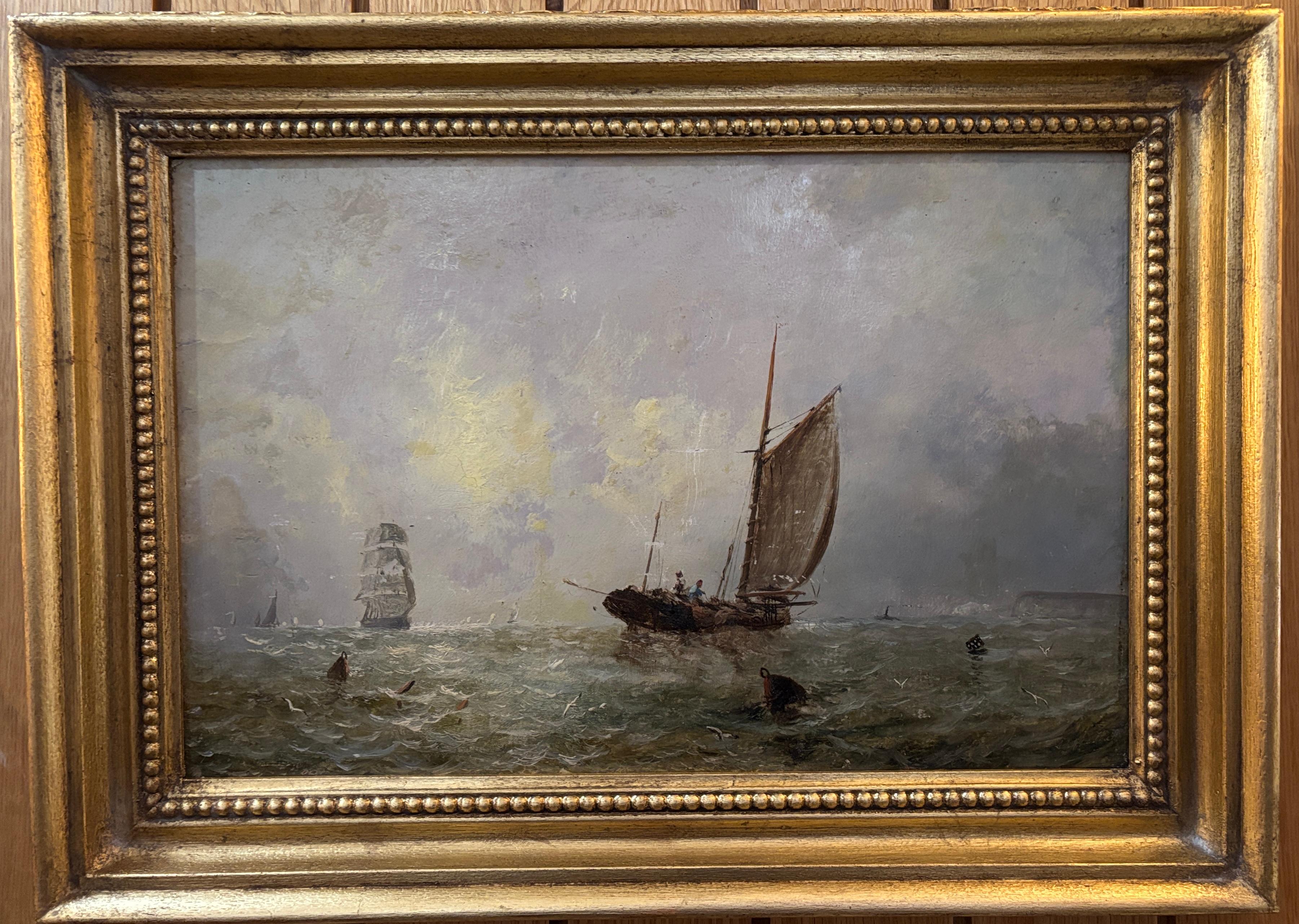 Englische Fischerboote des 19. Jahrhunderts bei Sonnenaufgang