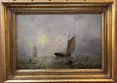 19th Century English fishing boats at sunrise