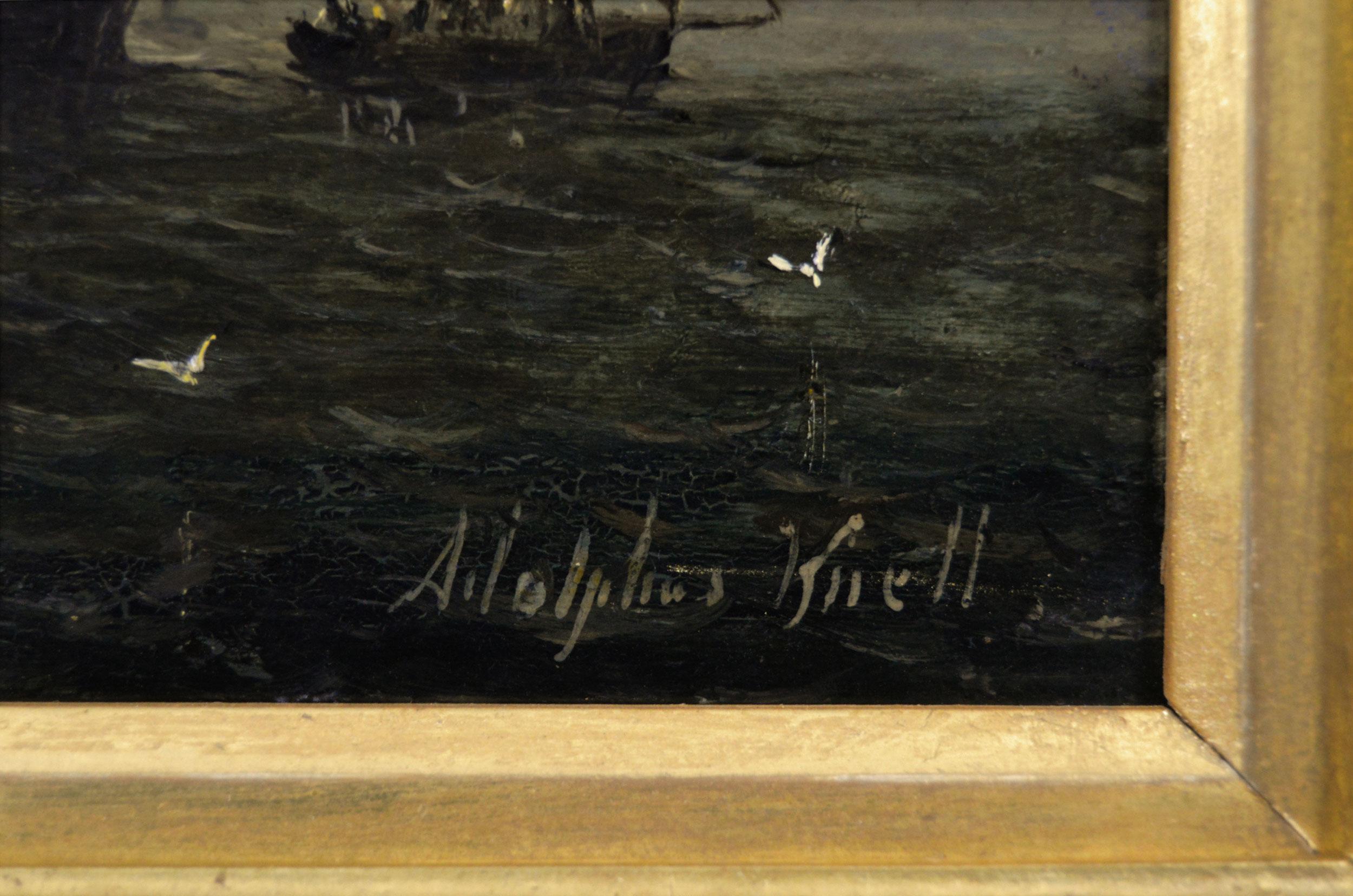 Pareja de óleos marinos del siglo XIX de barcos al amanecer y al atardecer en venta 4