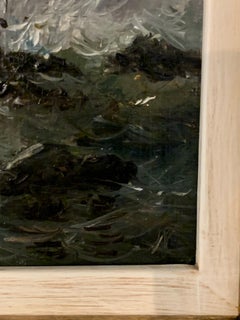 Antique Victorian, Impressionist 19th century English oil, Fishings boat at Sea