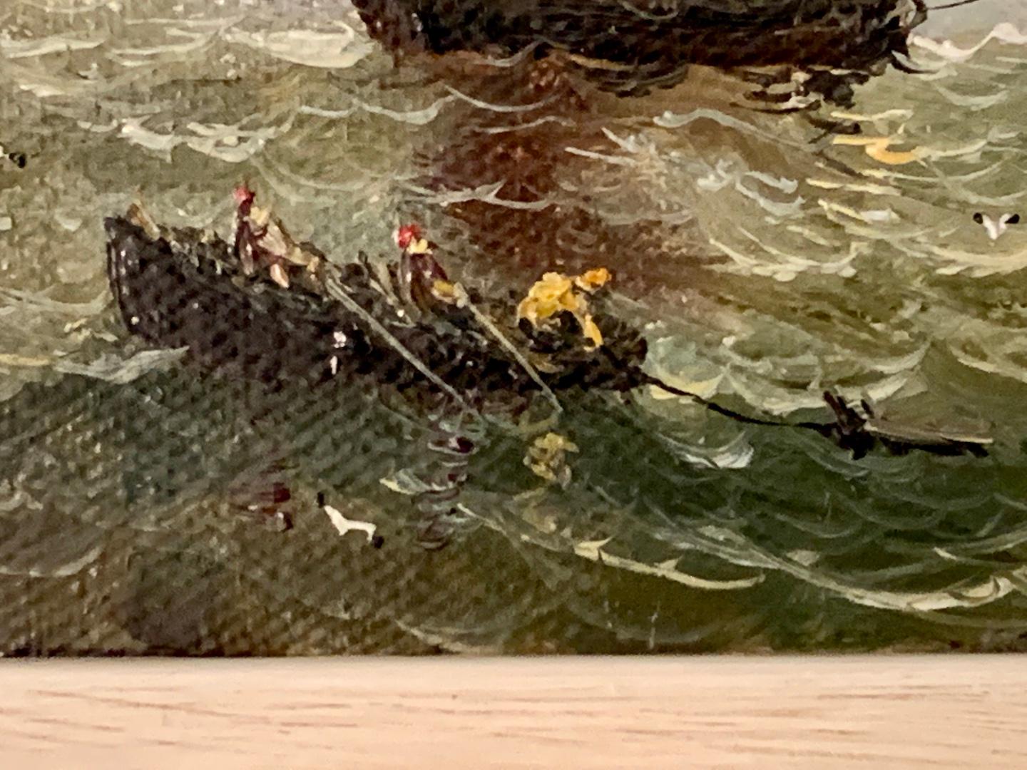 Antique Victorian, Impressionist 19th century English oil, Fishings boat at Sea, At Moon Light

One from a set of nine all painted at the same time and all from the same private collection.

 Knell was a superb painter of marine subjects during the