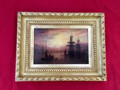 English marine scene during early evening with the Sun setting