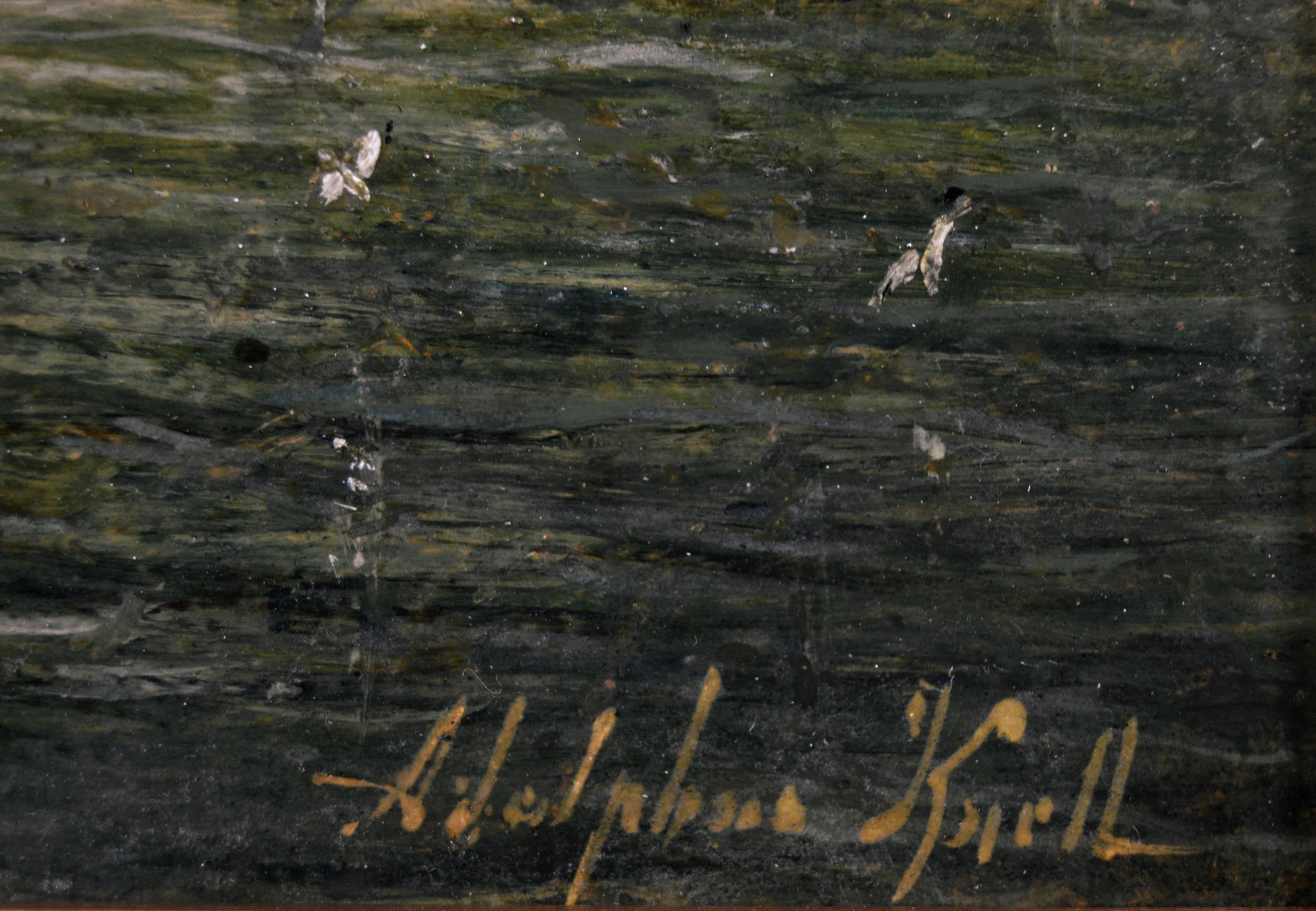 Paire de peintures à l'huile de paysages marins du XIXe siècle représentant des navires et des bateaux de pêche  4