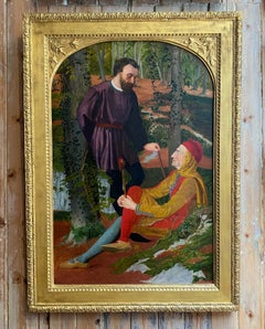 Touchstone and Corin, British Pre-Raphaelite 19th Century Oil on Canvas