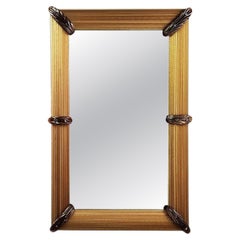 Adone Rectangular Golden Amber Murano Glass Wall Mirror