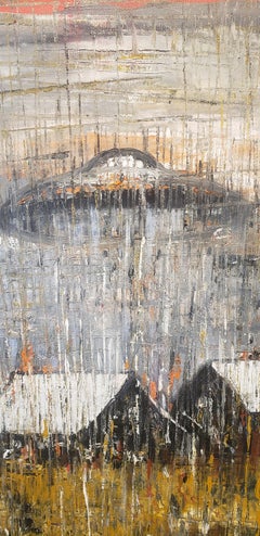 The Visitor, oil and mixed media, Landscape, Emerging Cuban Artist, Surreal