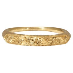 Adora Large Band Engraved Gold Ring by Alice Son