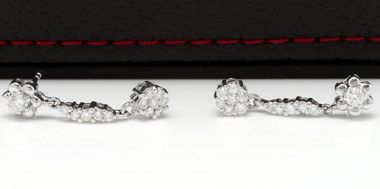 Round Cut Adorable 1.25 Carat Natural VS Diamond 14 Karat Solid White Gold Earrings For Sale