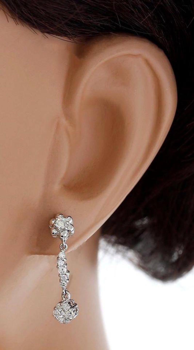 Adorable 1.25 Carat Natural VS Diamond 14 Karat Solid White Gold Earrings In New Condition For Sale In Los Angeles, CA