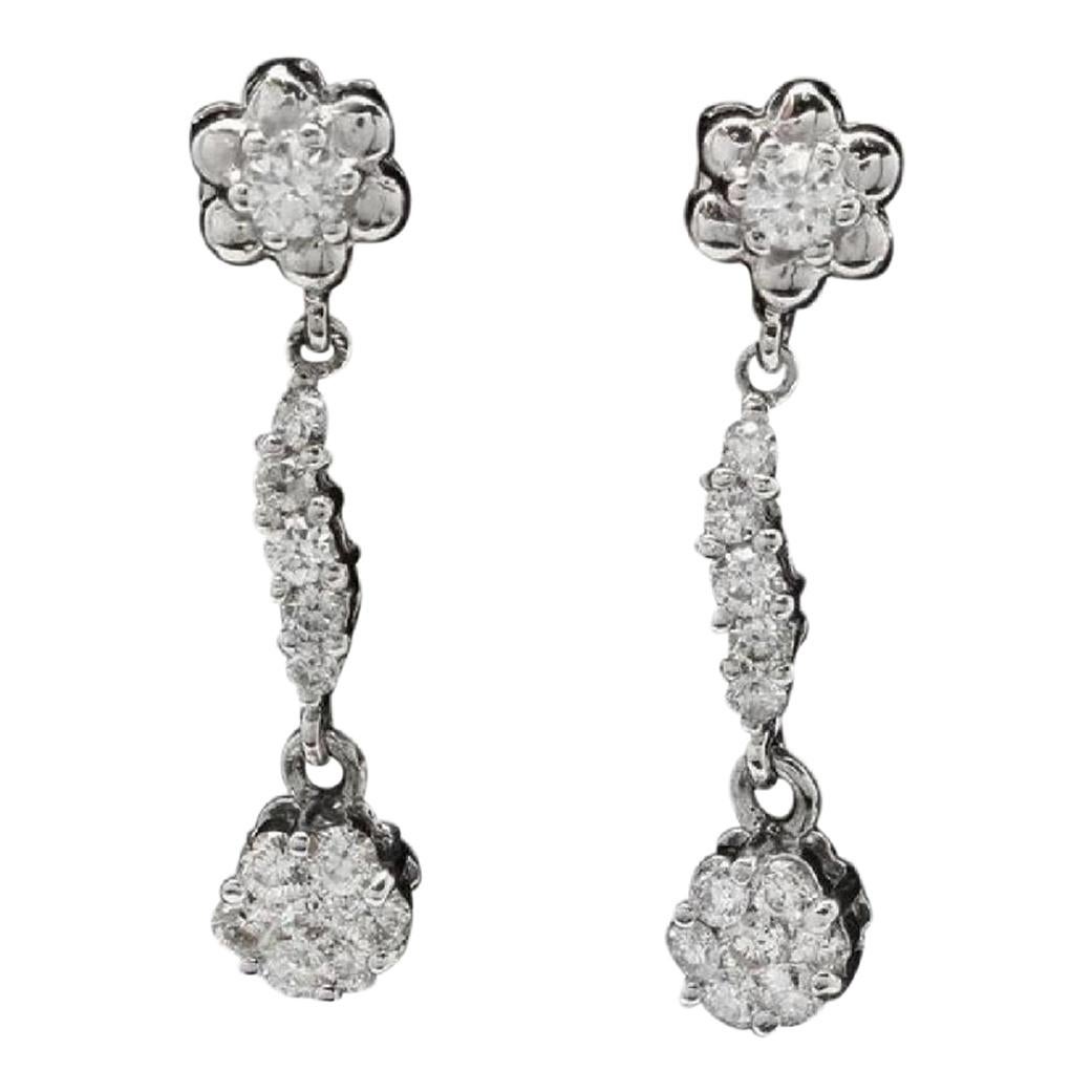 Adorable 1.25 Carat Natural VS Diamond 14 Karat Solid White Gold Earrings