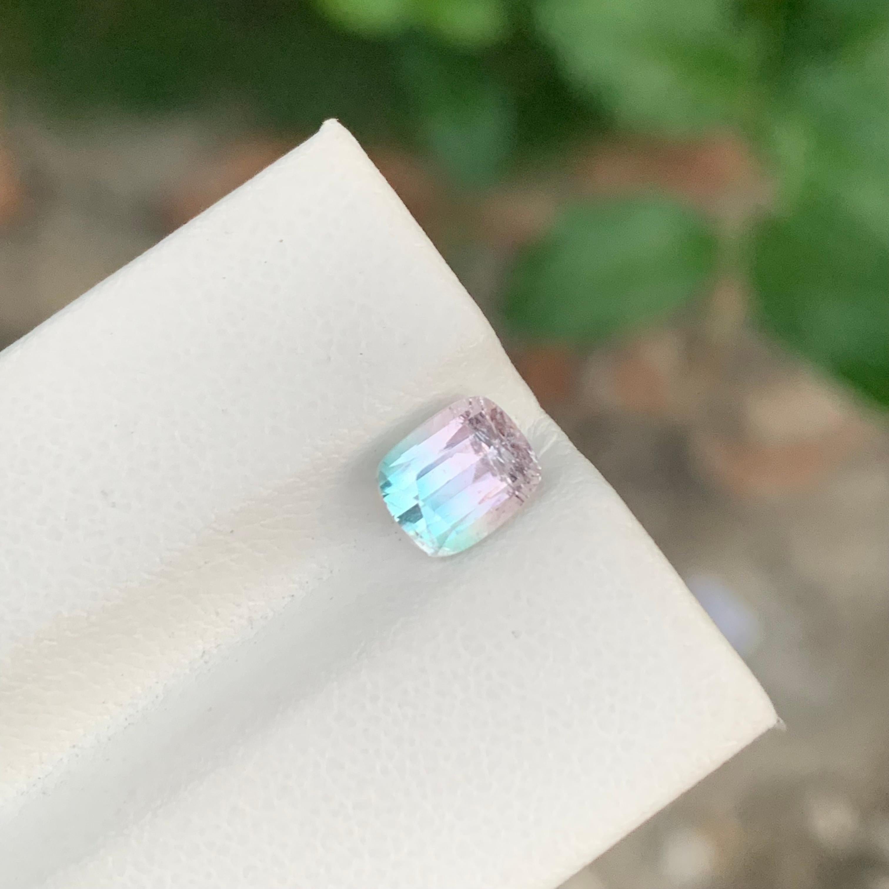Adorable 1.75 Carat Natural Faceted Bi Colour Tourmaline Cushion Shape Gemstone For Sale 4