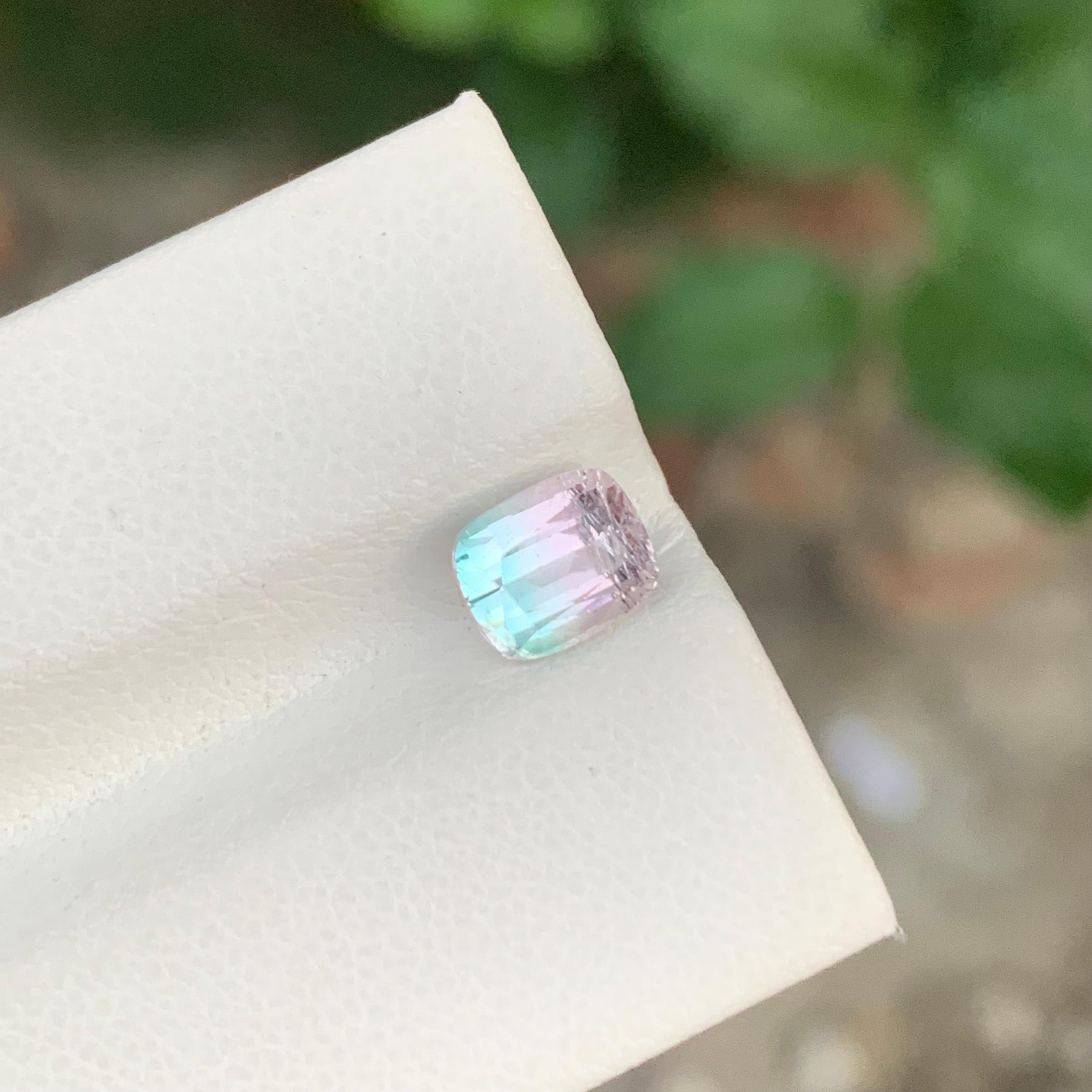 Adorable 1.75 Carat Natural Faceted Bi Colour Tourmaline Cushion Shape Gemstone For Sale 5
