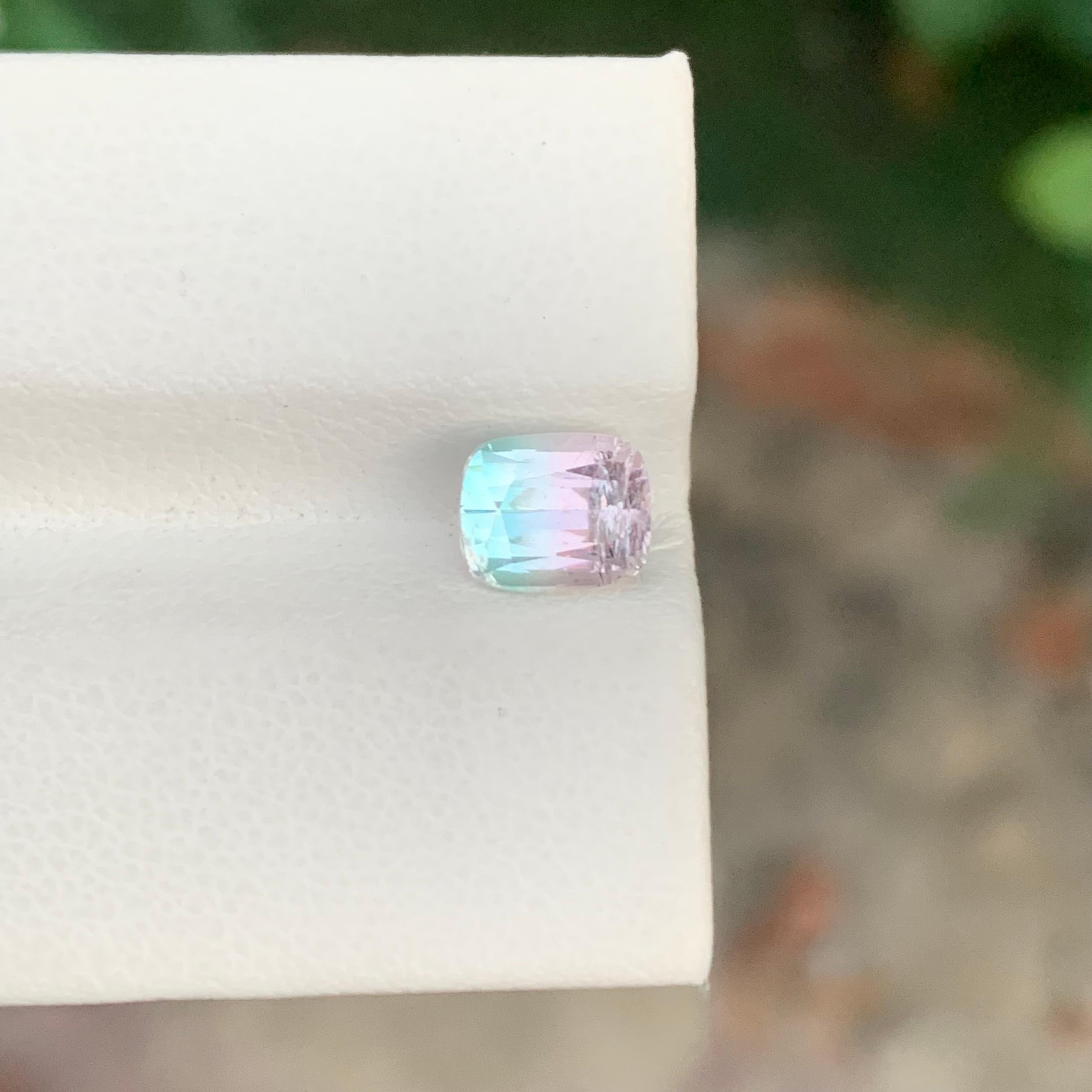 Adorable 1.75 Carat Natural Faceted Bi Colour Tourmaline Cushion Shape Gemstone For Sale 6
