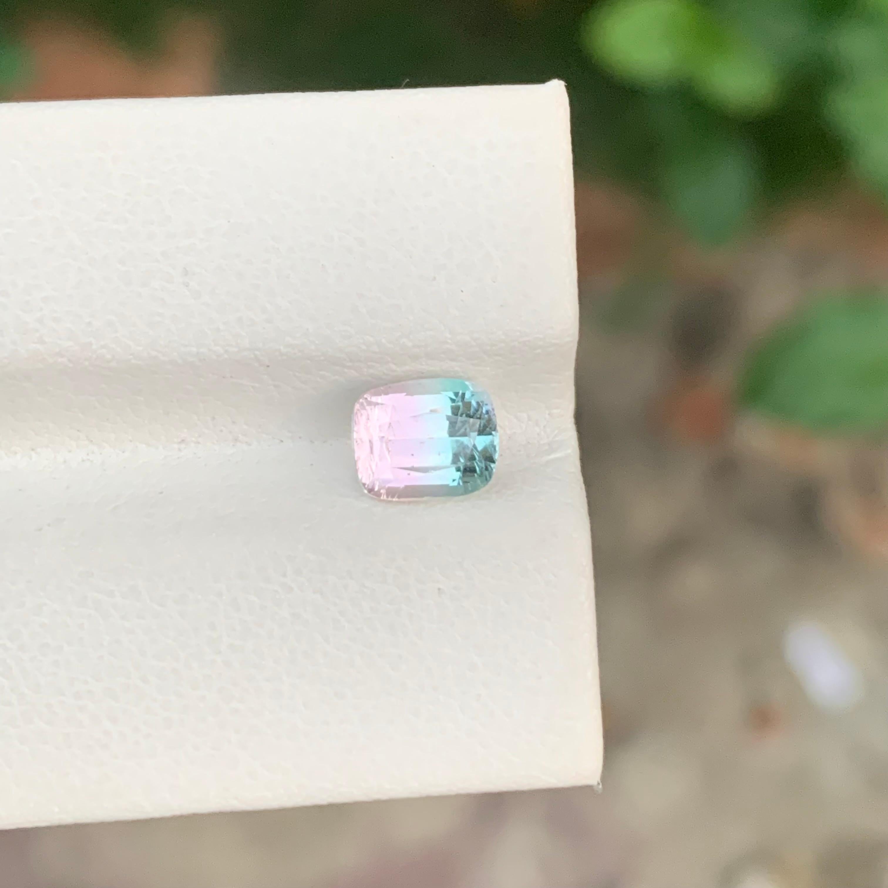 Arts and Crafts Adorable 1.75 Carat Natural Faceted Bi Colour Tourmaline Cushion Shape Gemstone For Sale