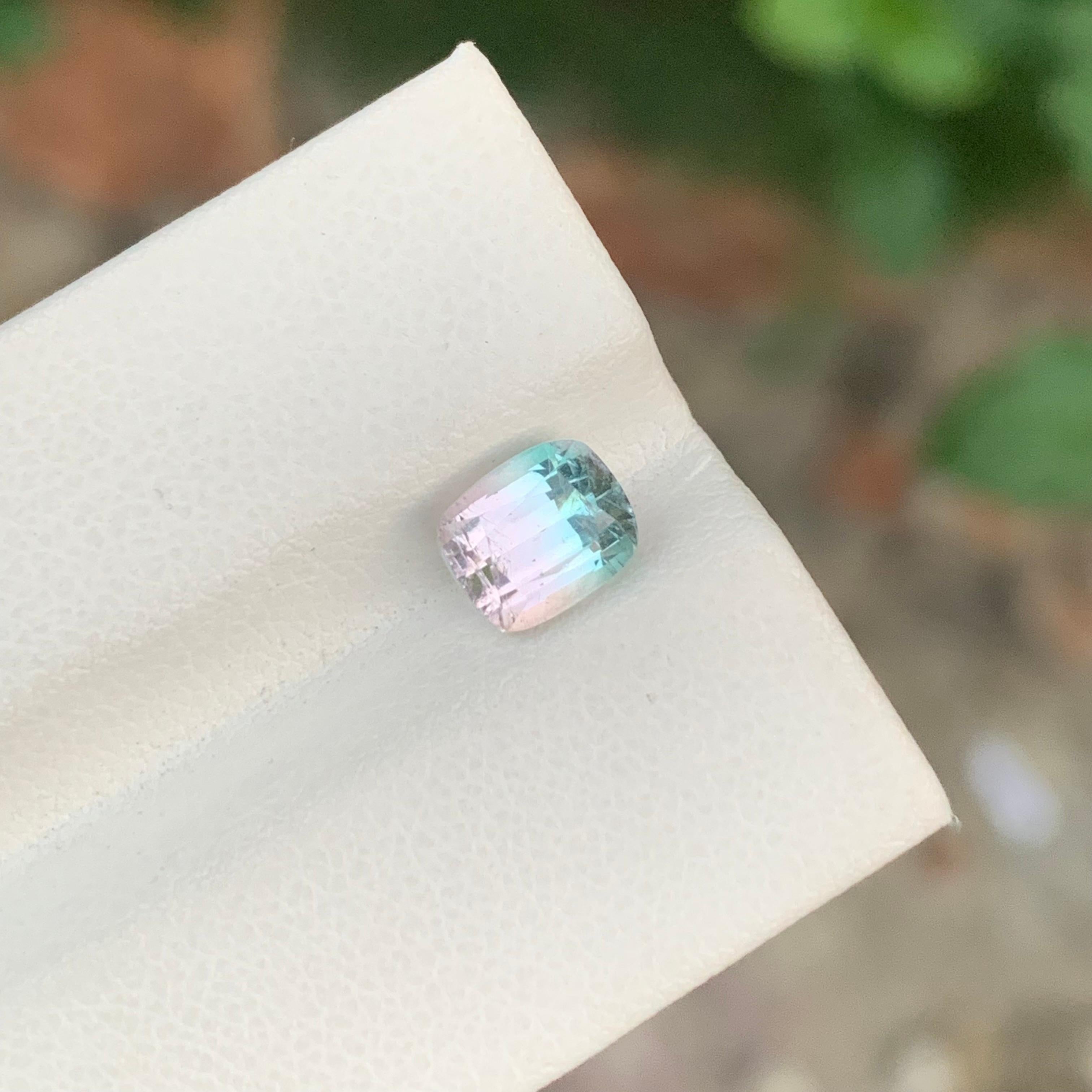 Cushion Cut Adorable 1.75 Carat Natural Faceted Bi Colour Tourmaline Cushion Shape Gemstone For Sale