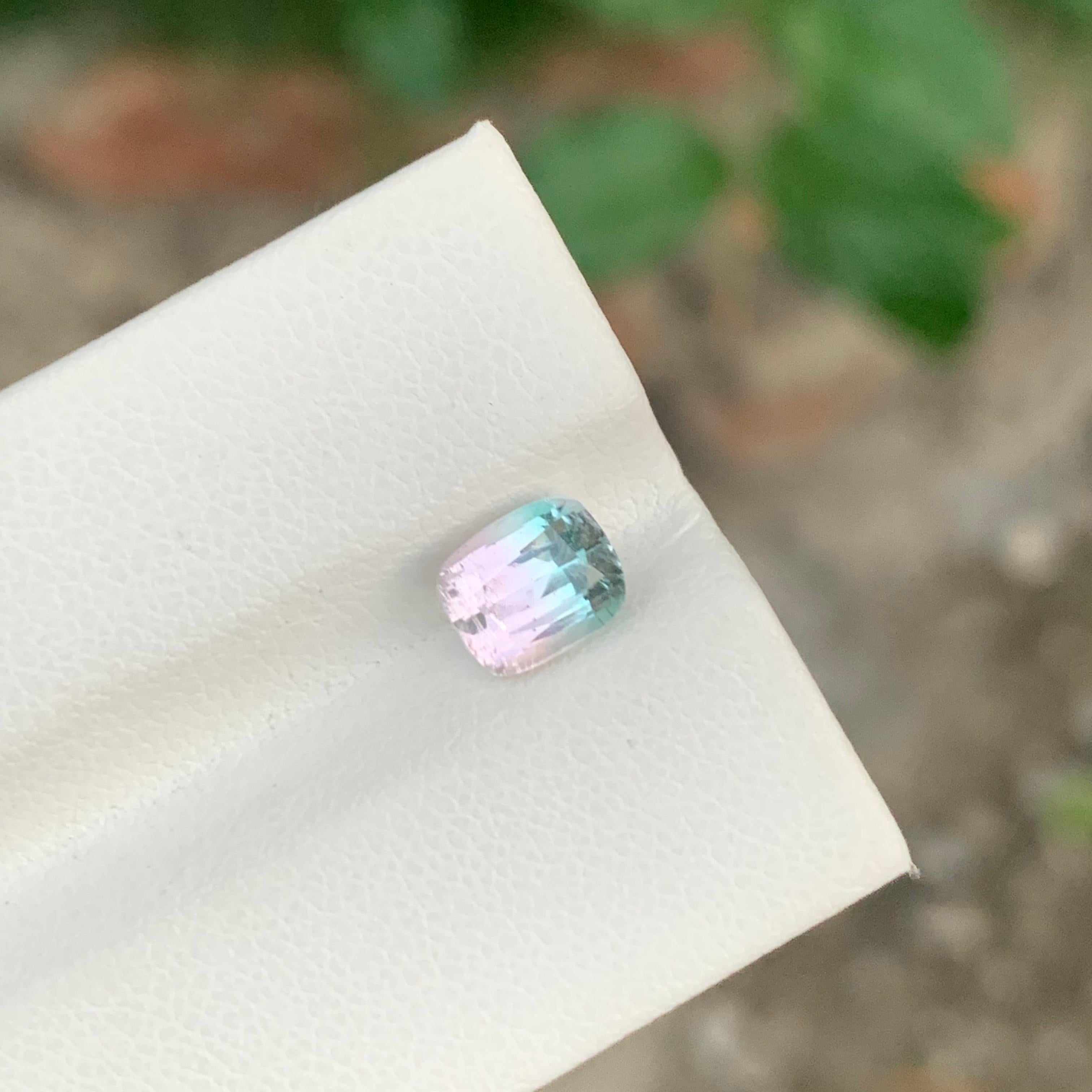 Adorable 1.75 Carat Natural Faceted Bi Colour Tourmaline Cushion Shape Gemstone For Sale 1