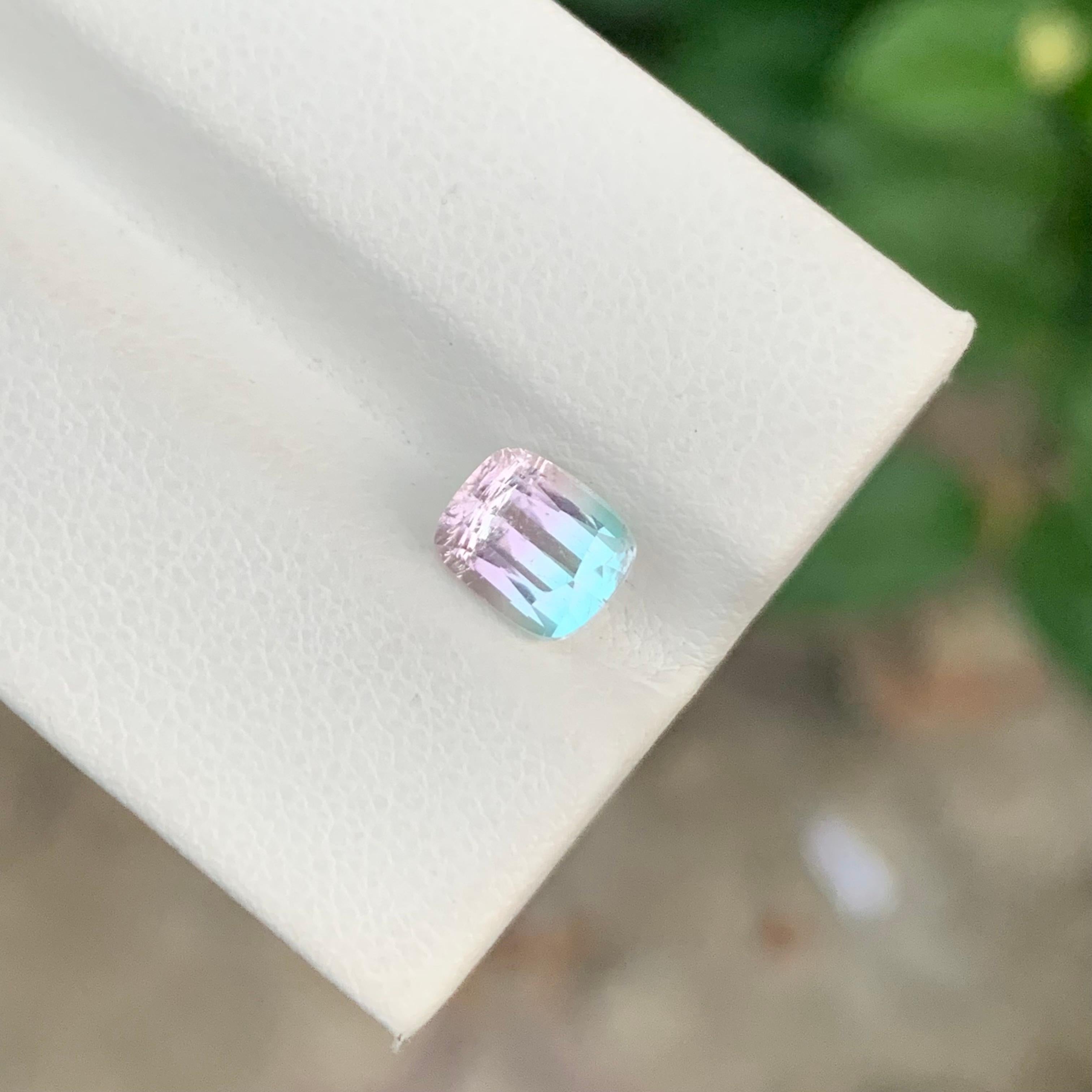 Adorable 1.75 Carat Natural Faceted Bi Colour Tourmaline Cushion Shape Gemstone For Sale 2