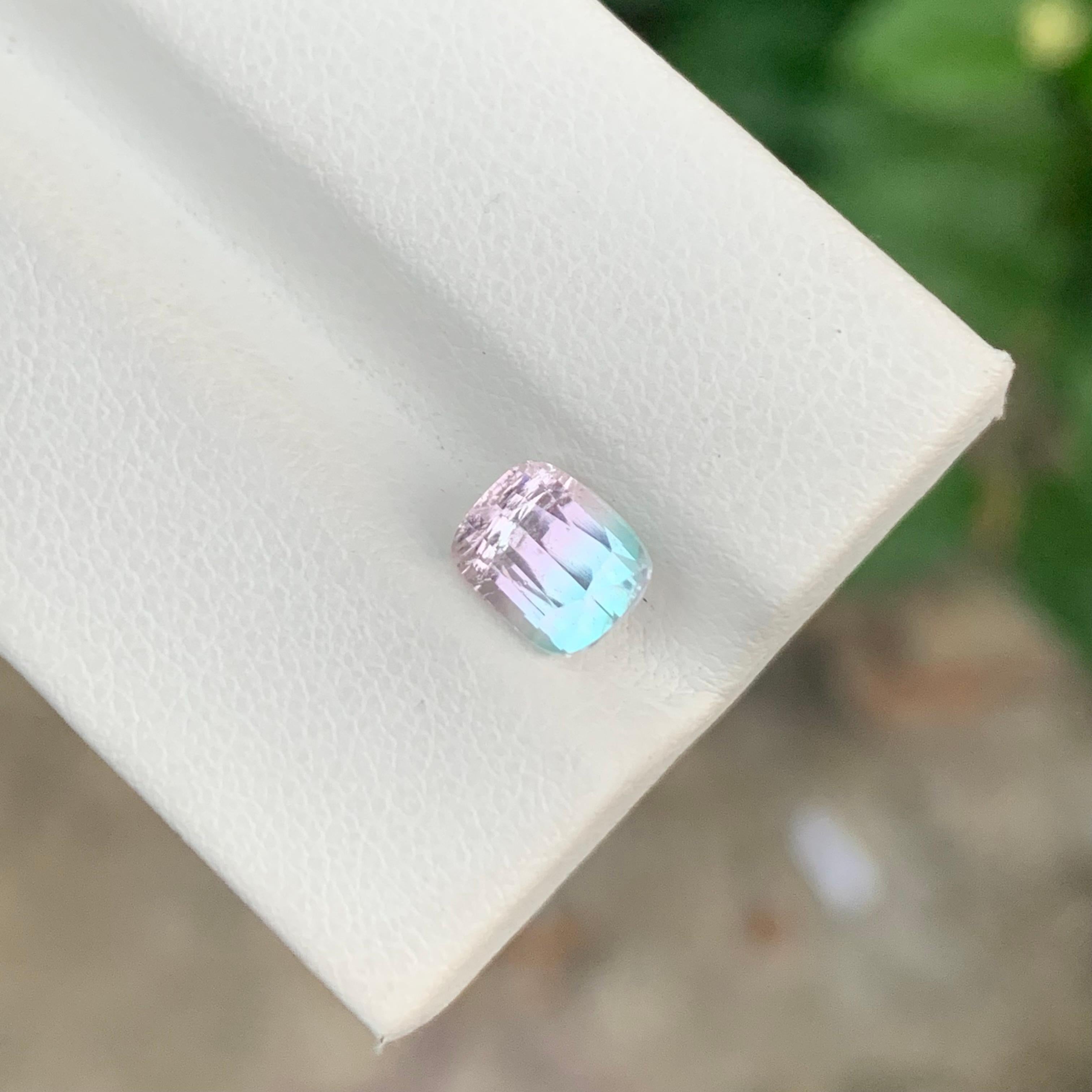 Adorable 1.75 Carat Natural Faceted Bi Colour Tourmaline Cushion Shape Gemstone For Sale 3