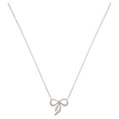 Adorable, 18 Karat White Gold 0.63 Cttw Diamond Bow Necklace