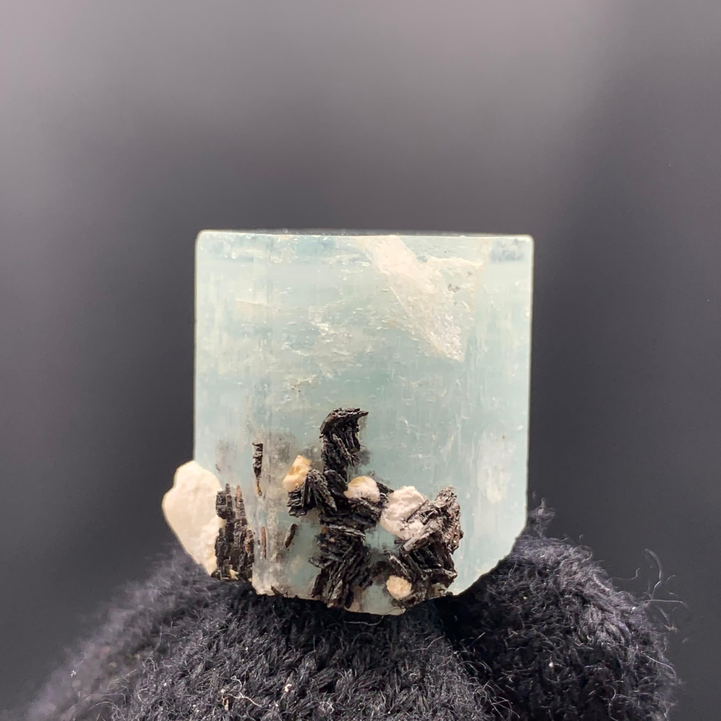 Adorable Aquamarine Crystal With Hematite Rosettes For Sale 3