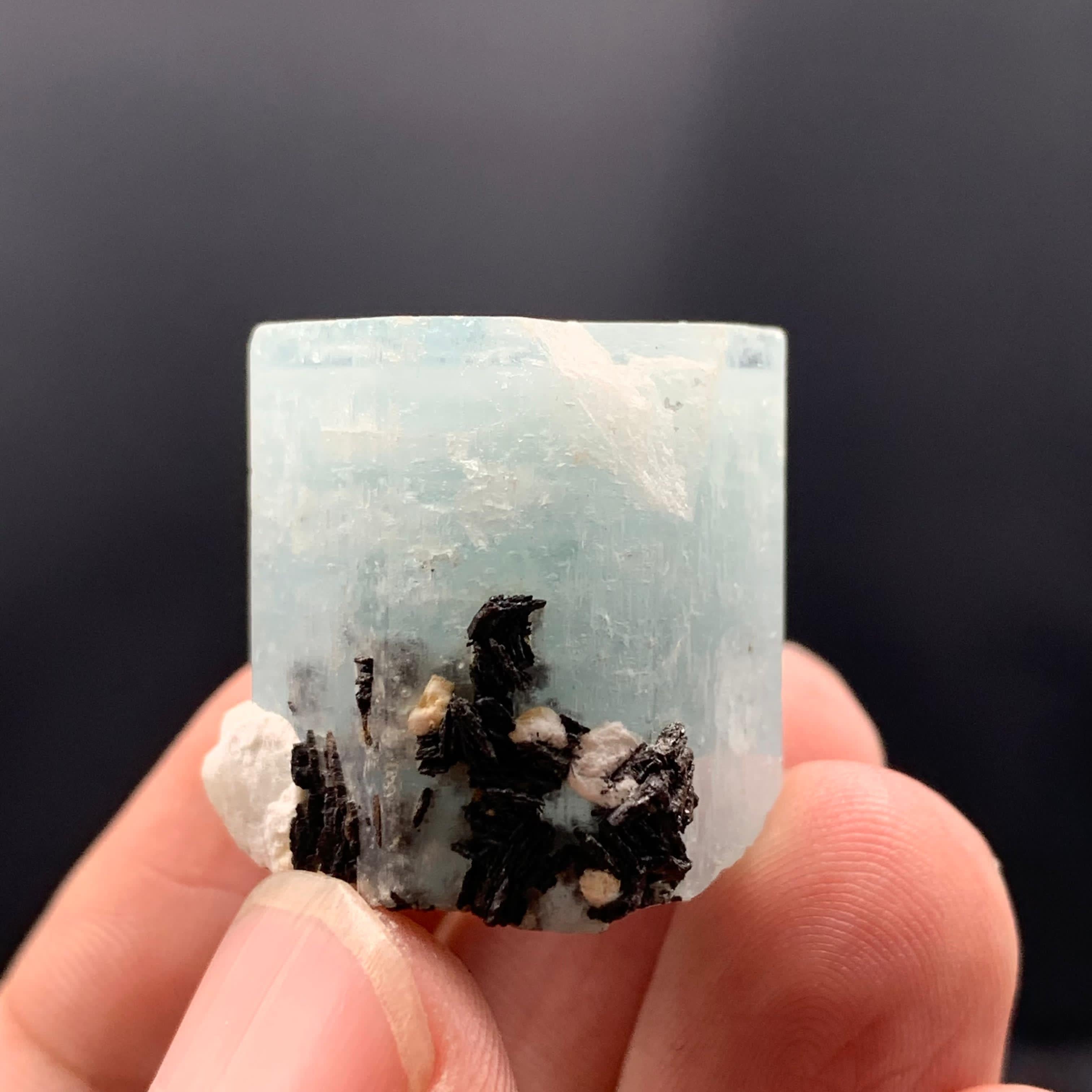 Afghan Adorable Aquamarine Crystal With Hematite Rosettes For Sale