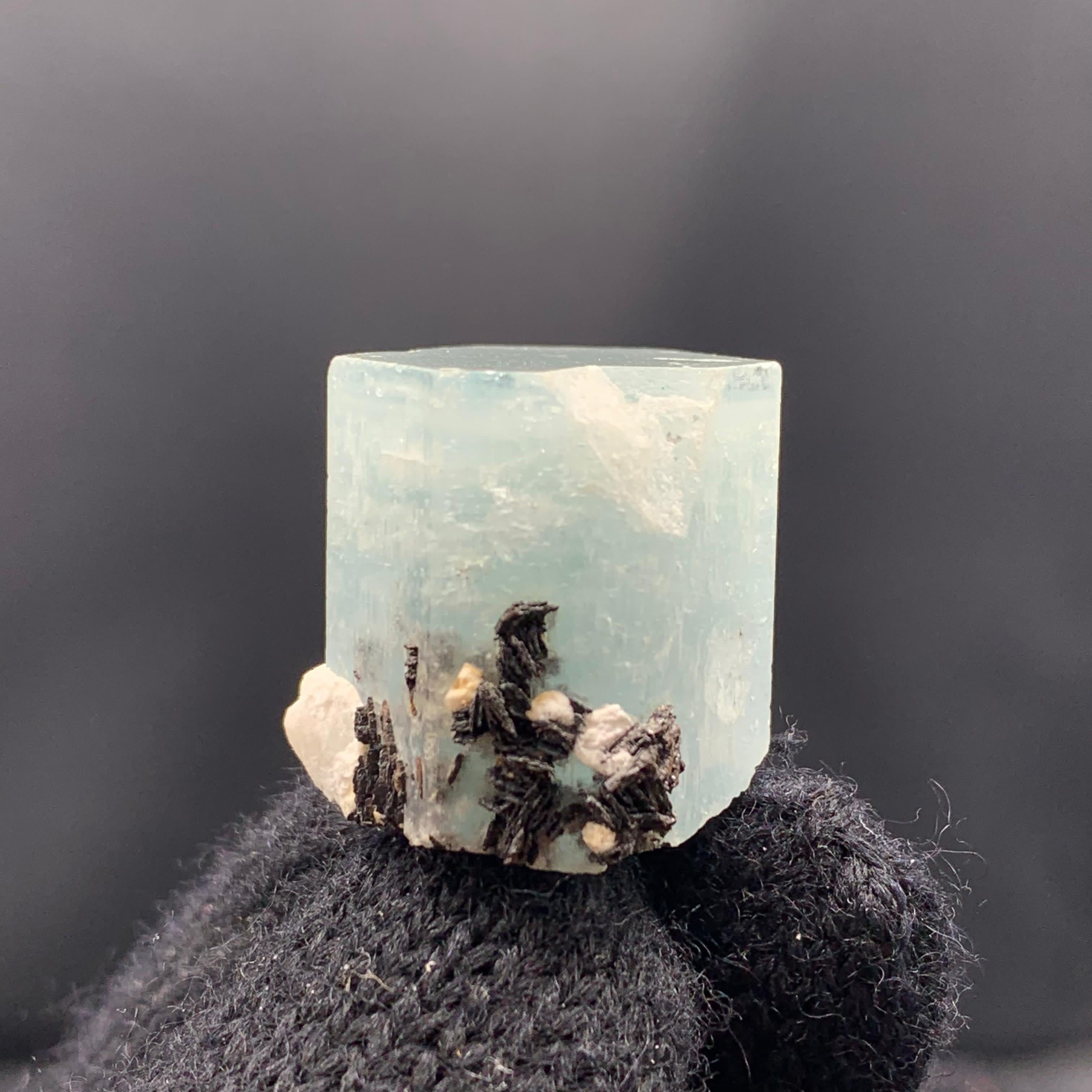 Adorable Aquamarine Crystal With Hematite Rosettes For Sale 2