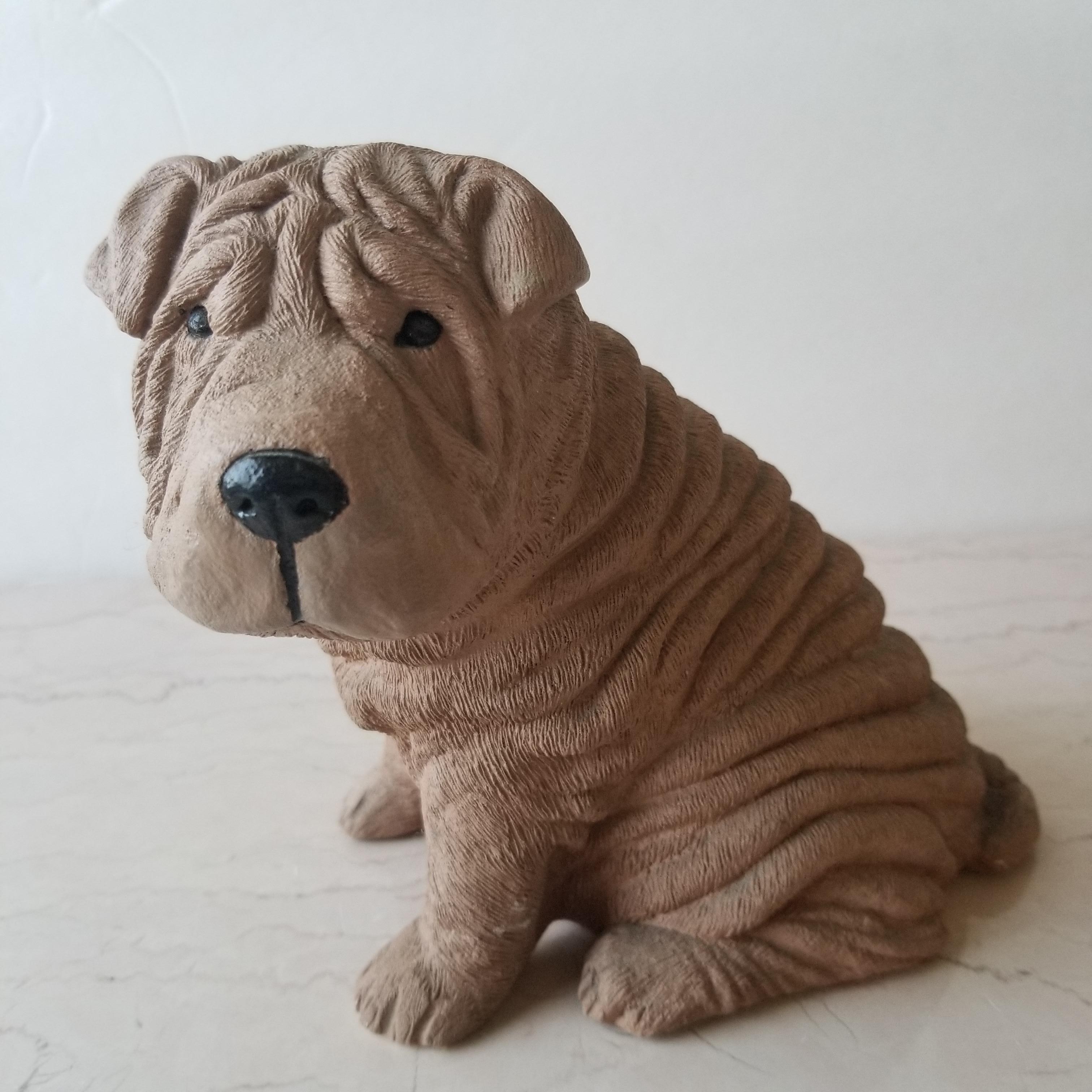 1986 Chinese Shar Pei Dog Sculpture Sandicast by Sandra Brue San Diego CA For Sale 1