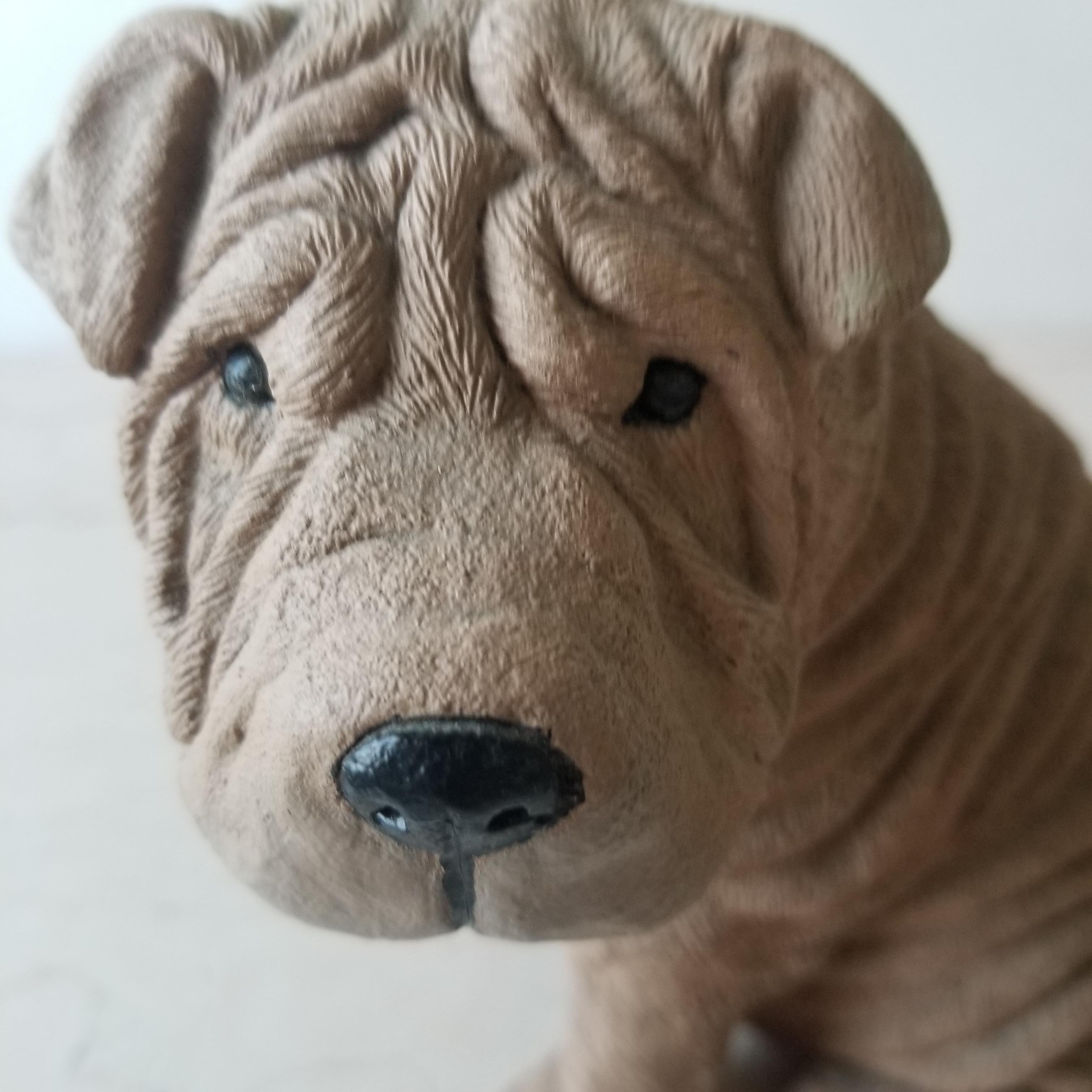 1986 Chinese Shar Pei Dog Sculpture Sandicast by Sandra Brue San Diego CA For Sale 5