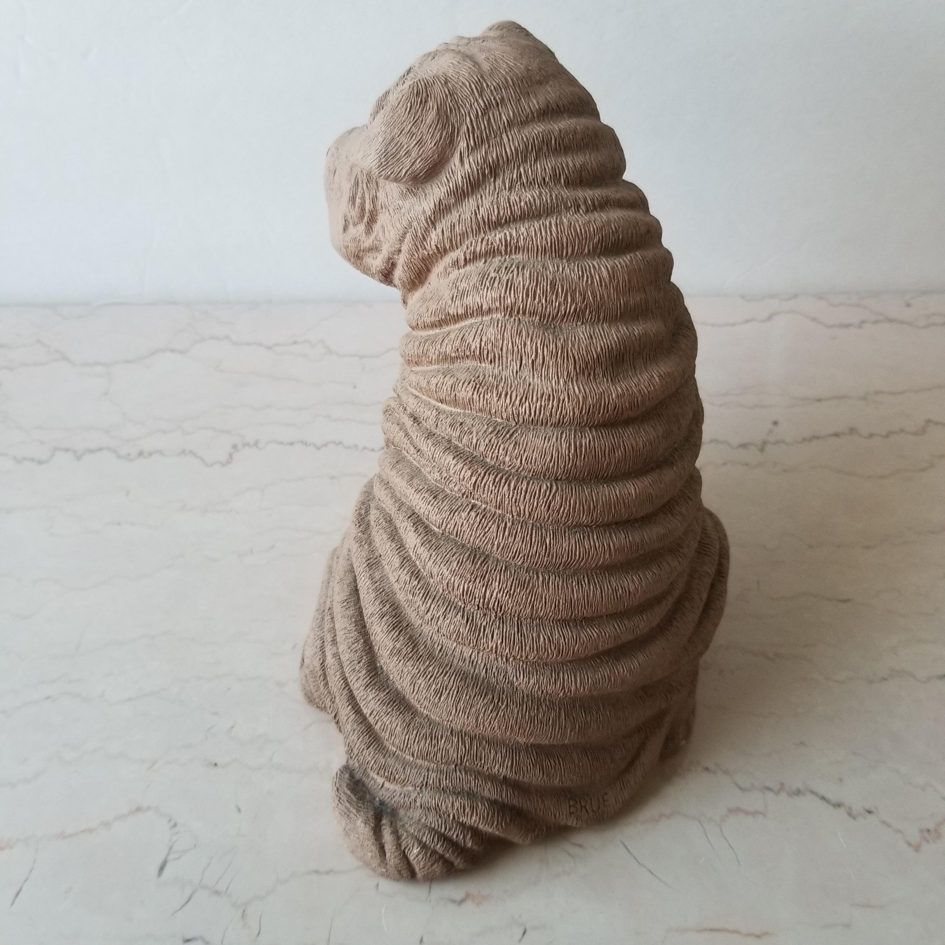 American 1986 Chinese Shar Pei Dog Sculpture Sandicast by Sandra Brue San Diego CA For Sale