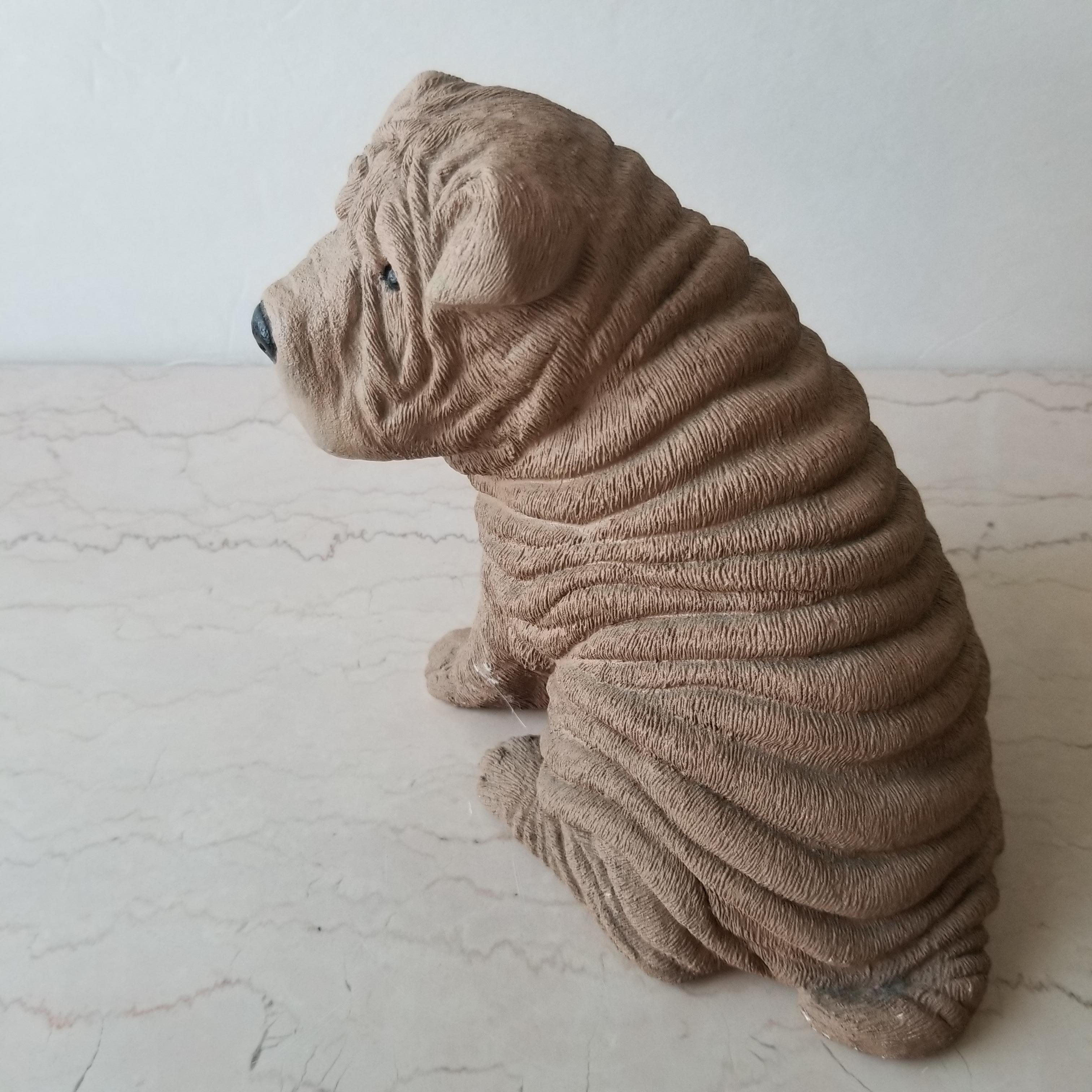 Late 20th Century 1986 Chinese Shar Pei Dog Sculpture Sandicast by Sandra Brue San Diego CA For Sale