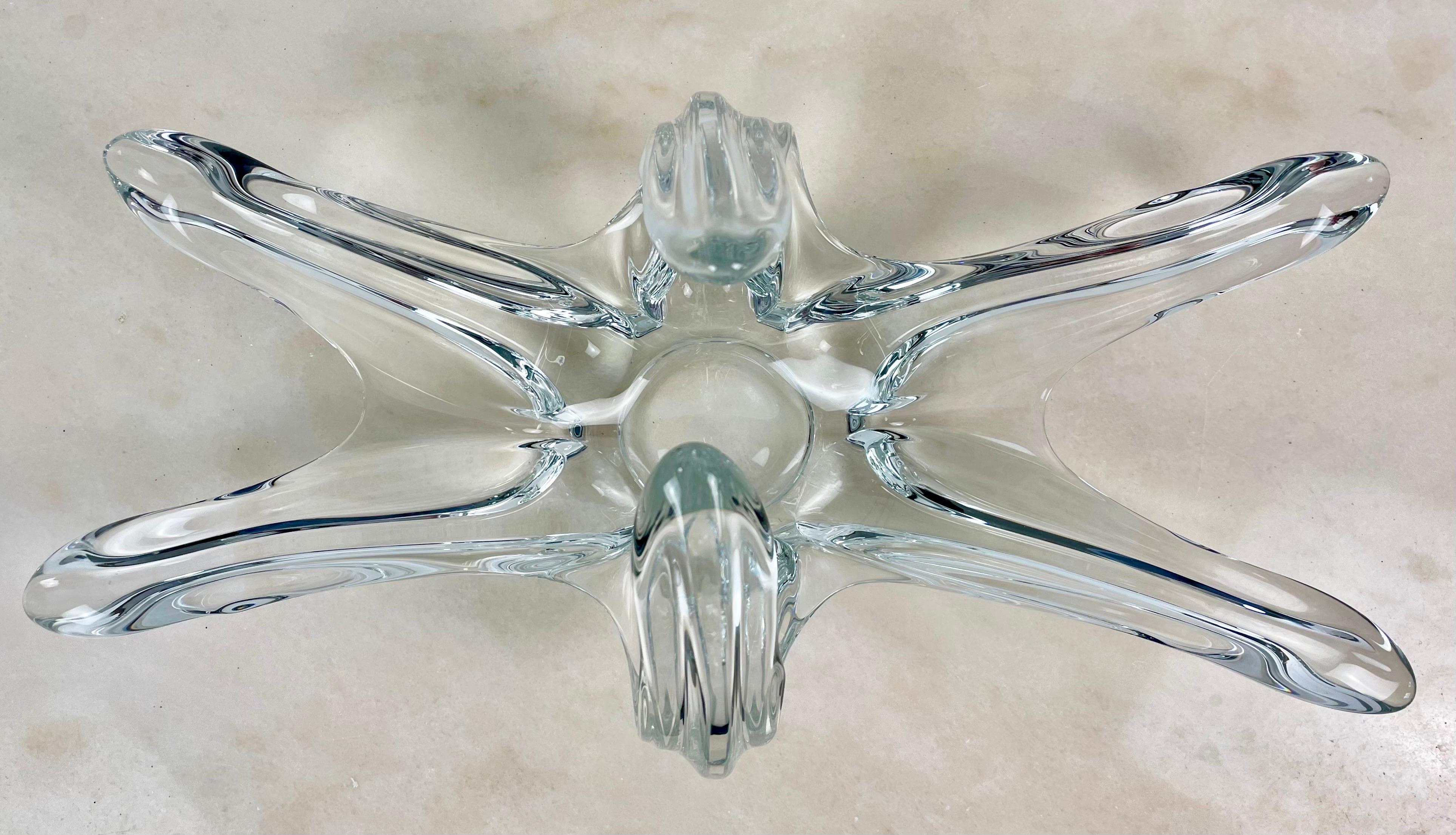 Mid-20th Century Fruit Bowl or Centerpiece or Flower Bowl in Translucent Crystal, 1960, France  For Sale