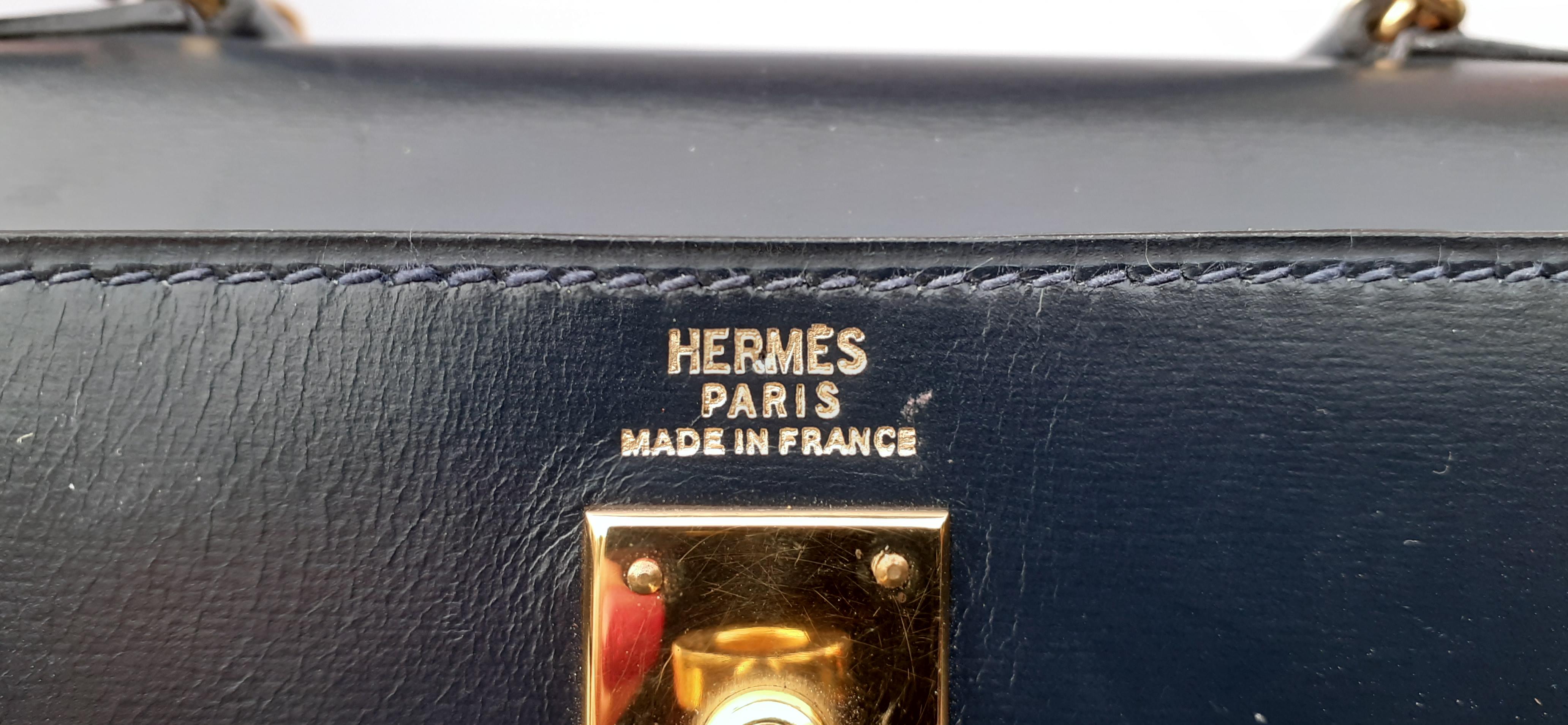 Adorable Hermès Vintage Mini Kelly Sellier Bag Indigo Blue Box Leather Ghw 20 cm 6