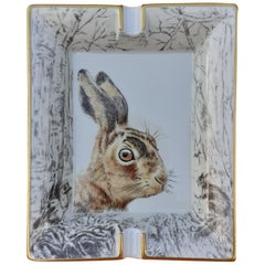 Adorable Hermès Vintage Porcelain Ashtray Change Tray Rabbit Head Pattern