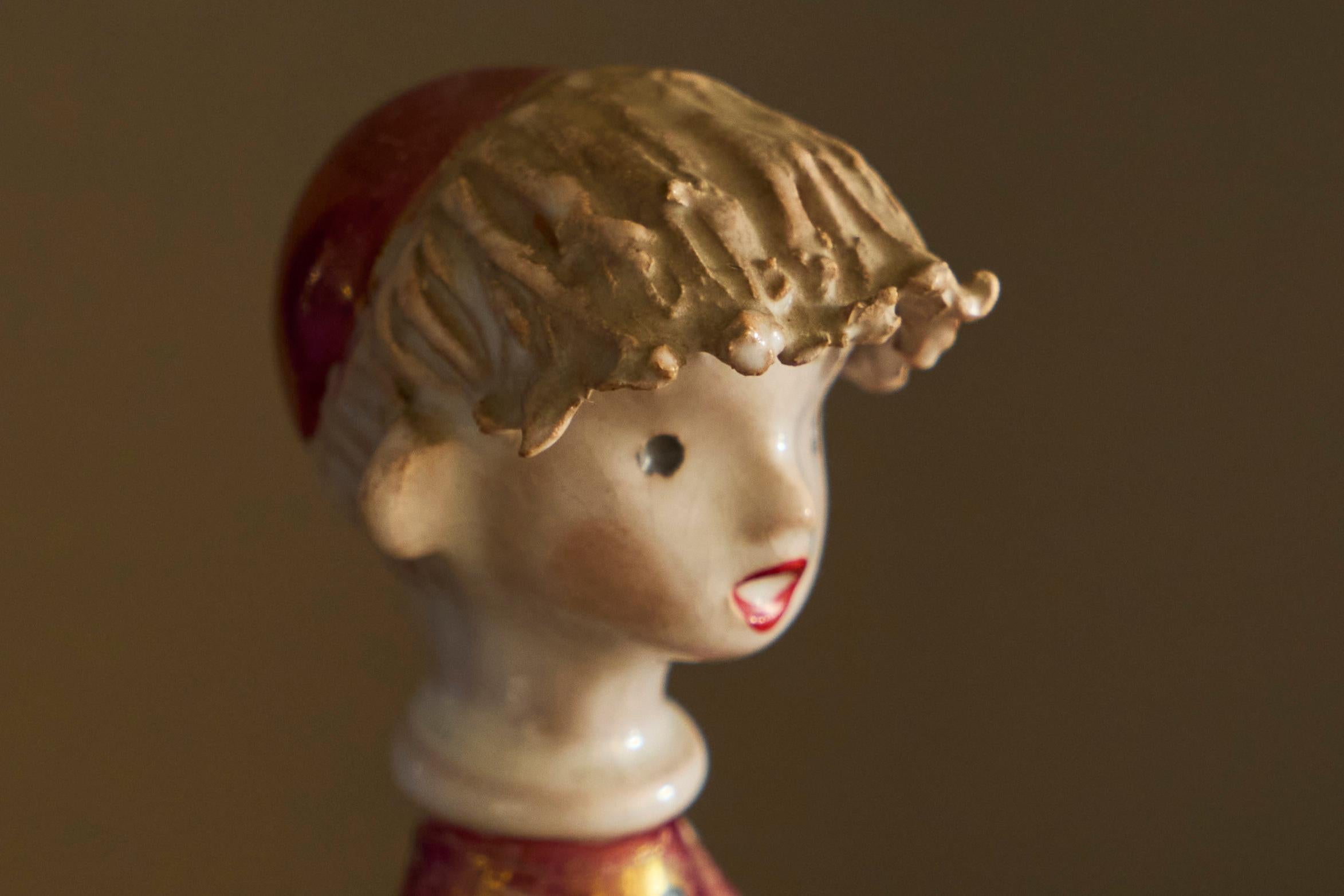 Adorable Italian Luster Glazed Studio Pottery Figurine 1960s For Sale 1